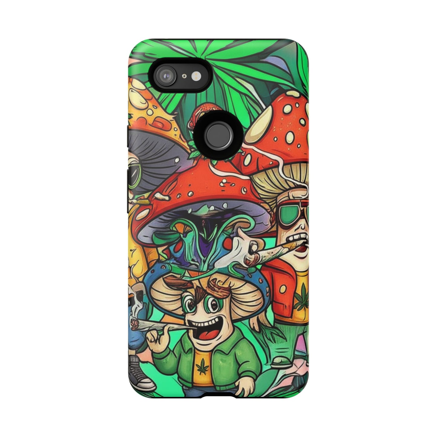 Vibrant Phone Case Featuring Funky Mushroom Art, Tough Cases, Trendy Accessories, Unique Gifts, Eclectic Style, Phone Protection
