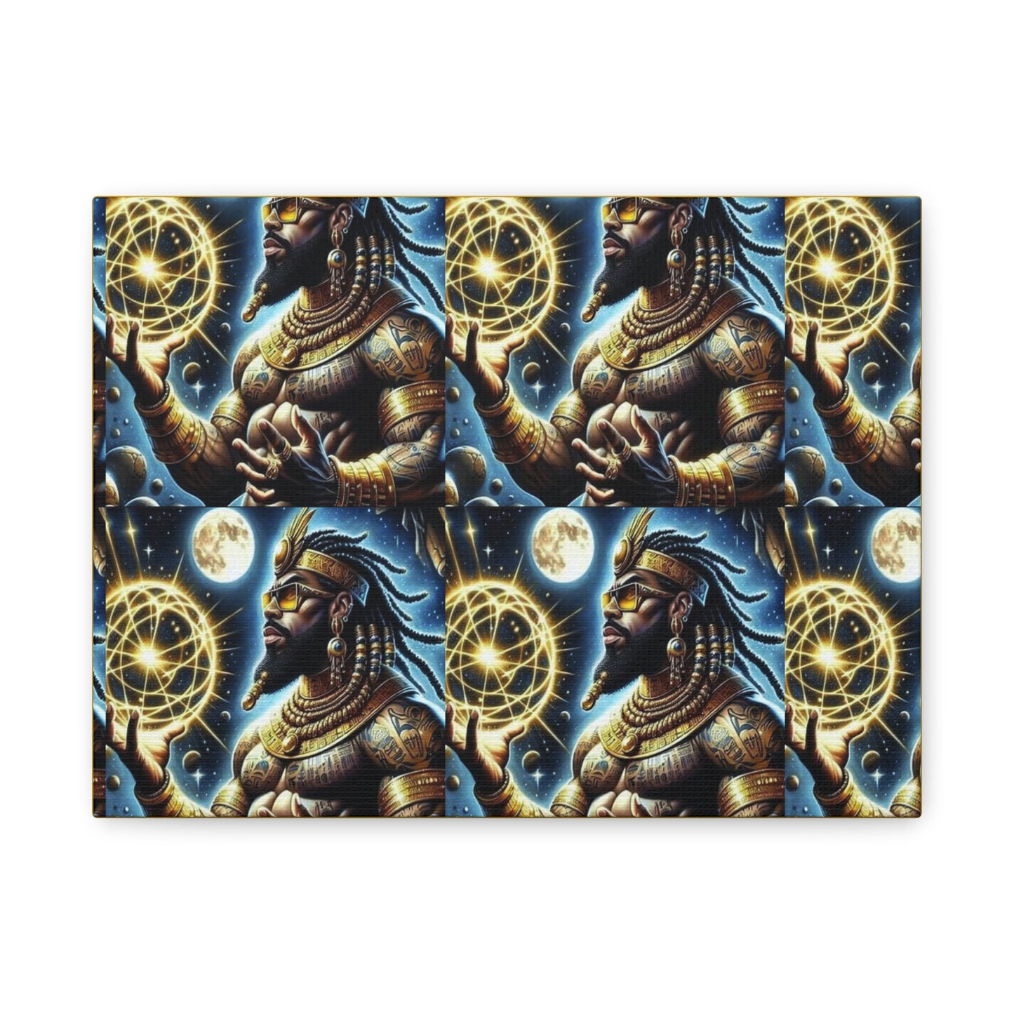 Stretched Canvas Art, Mystic Warrior Wall Decor, Unique Home Accent, Tribal Art for Living Room, Gifts for Art Lovers