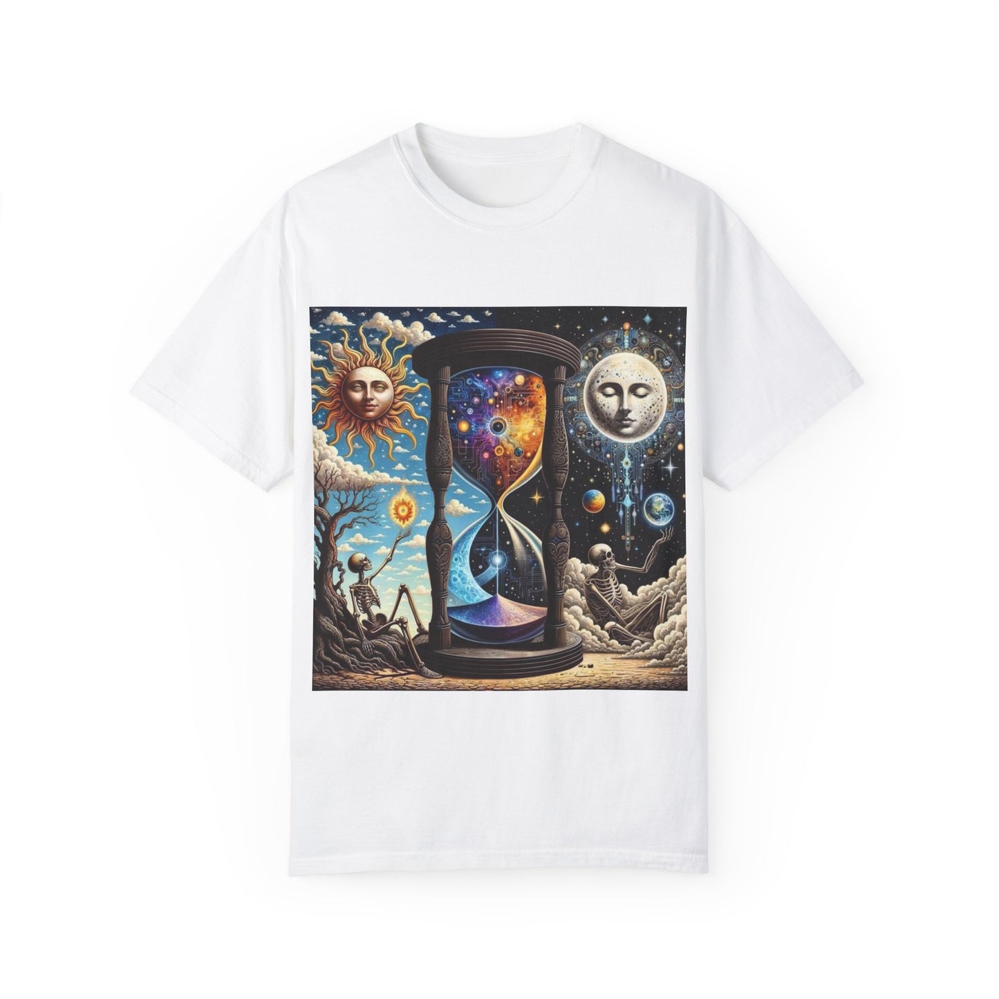 Cosmic Hourglass T-shirt, Vintage Graphic Tee, Perfect Gift for Astronomy Lovers, Unisex Casual Wear, Spiritual Vibe, Universal Design