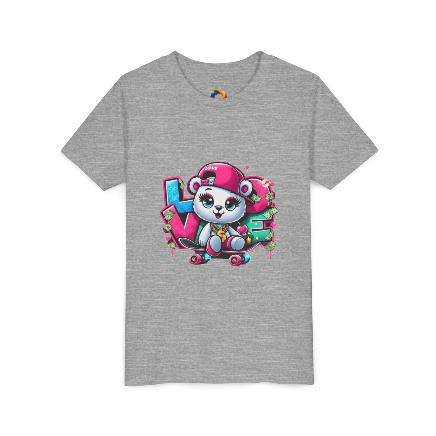 Cute Panda Graffiti Youth Tee, Kids Graphic Shirt, Skateboarding, Animal Lover Gift, Fun Casual Wear, Birthday Present