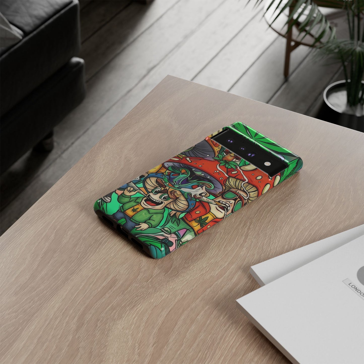 Vibrant Phone Case Featuring Funky Mushroom Art, Tough Cases, Trendy Accessories, Unique Gifts, Eclectic Style, Phone Protection