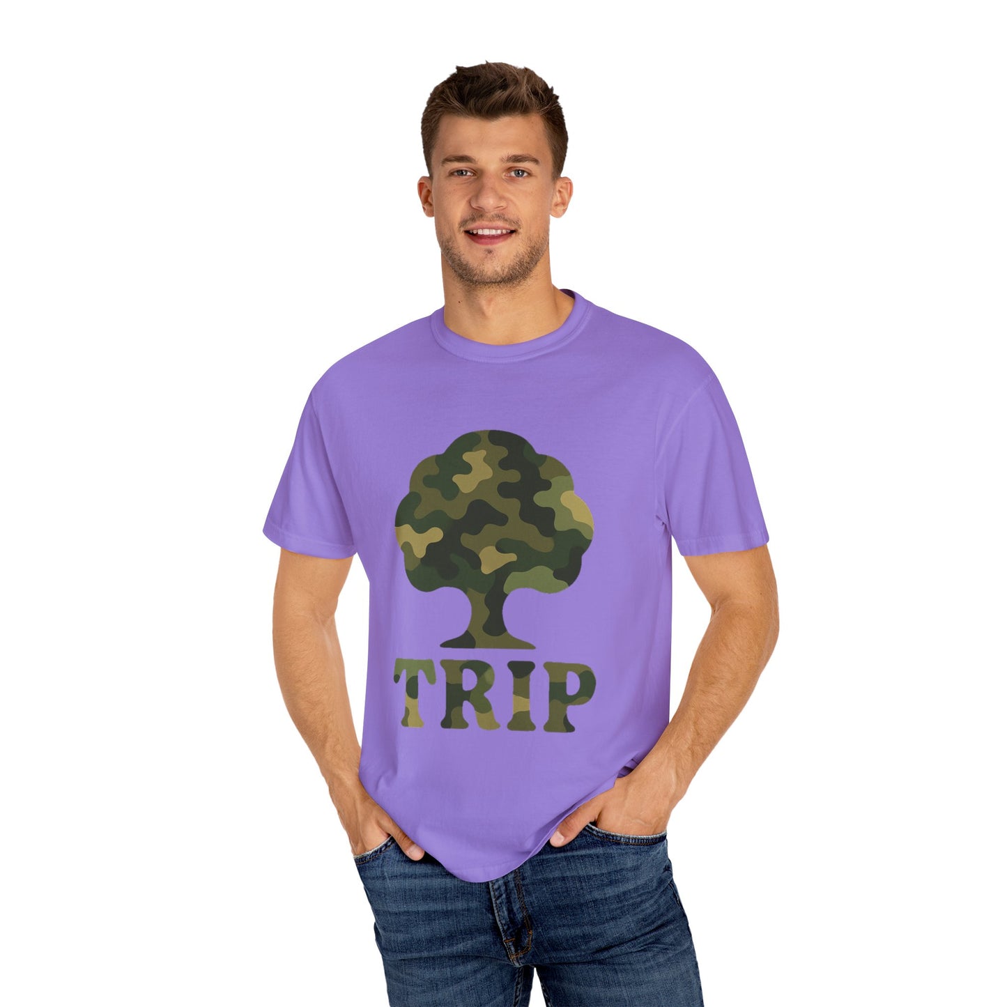 Camo Tree Trip T-Shirt - π Unisex Casual Tee, Nature Lover Gift, Adventure Wear, Outdoor Enthusiast, Travel Apparel