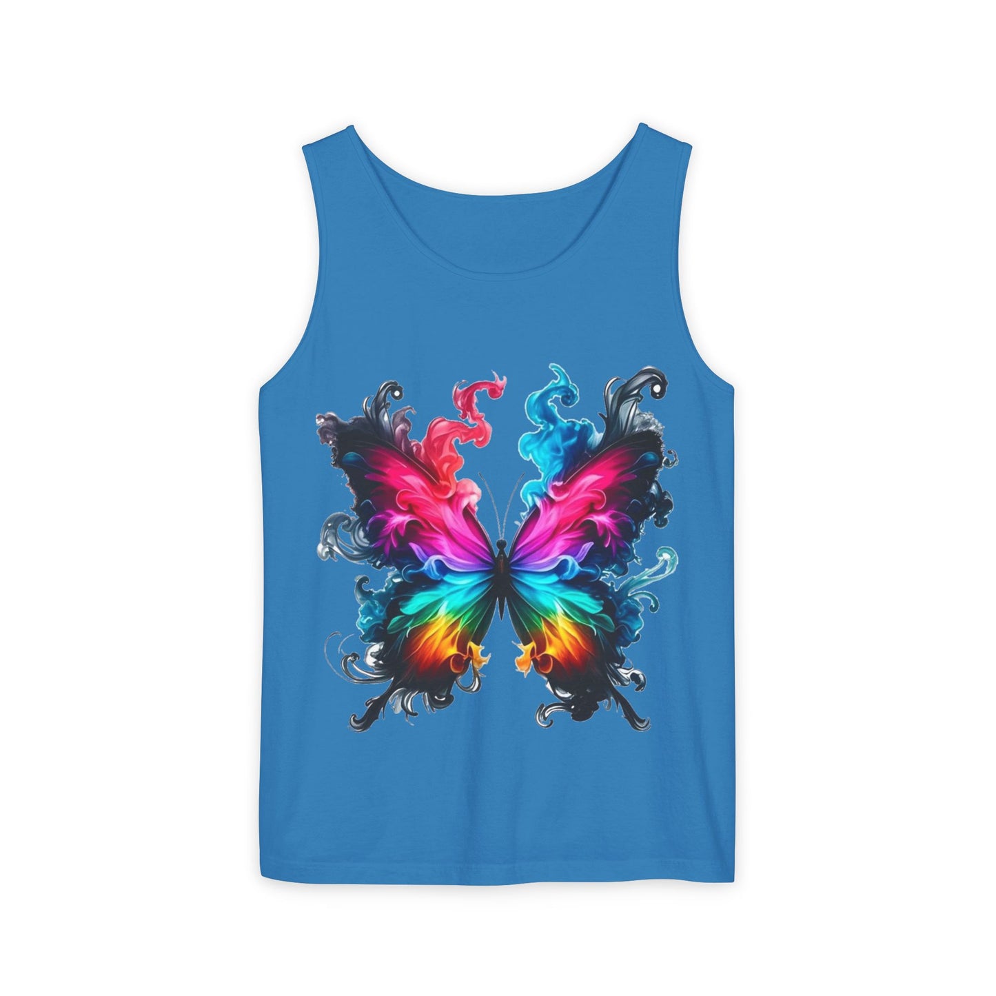 Vibrant Butterfly Design Unisex Tank Top | Colorful Summer Sleeveless Shirt, Gift for Nature Lovers, Festival Wear, Eco-Friendly Fashion