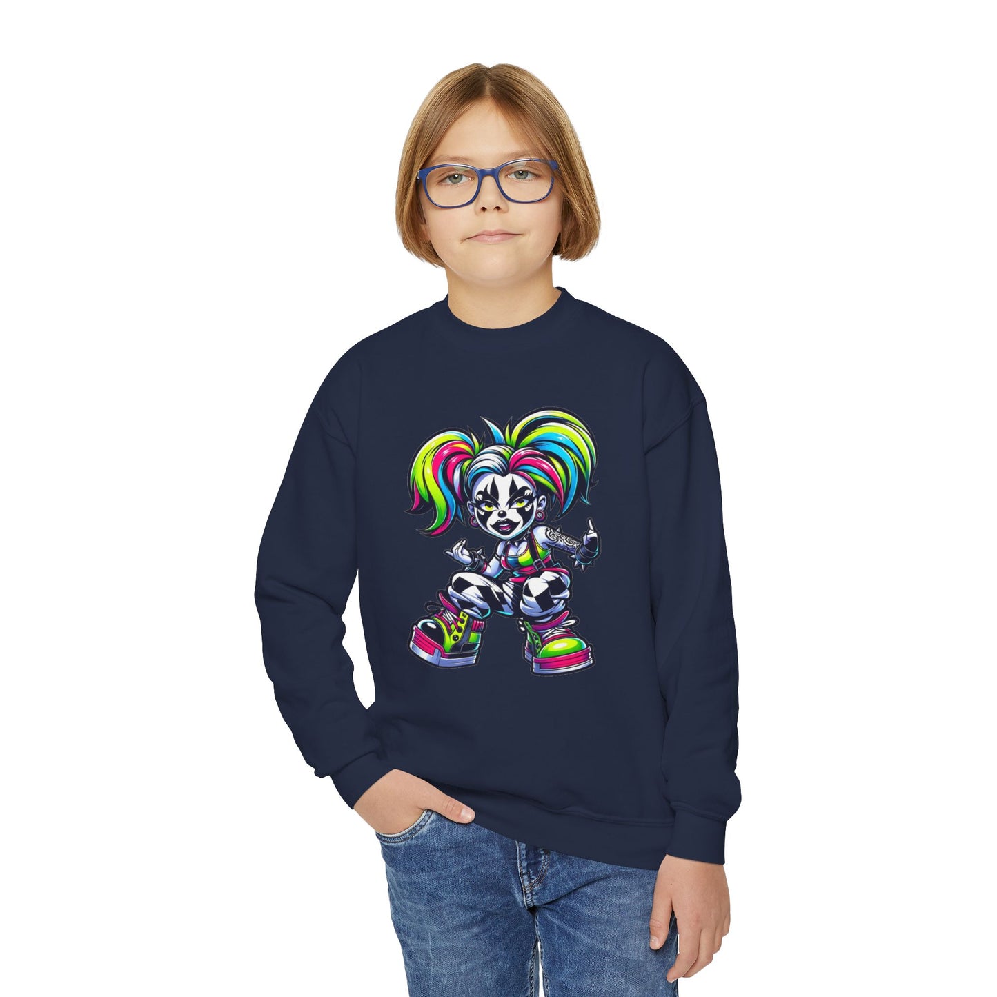 Colorful Graphic Youth Crewneck Sweatshirt, Fun Sweatshirt for Kids, Perfect Gift for Birthdays, Halloween, or Everyday Wear