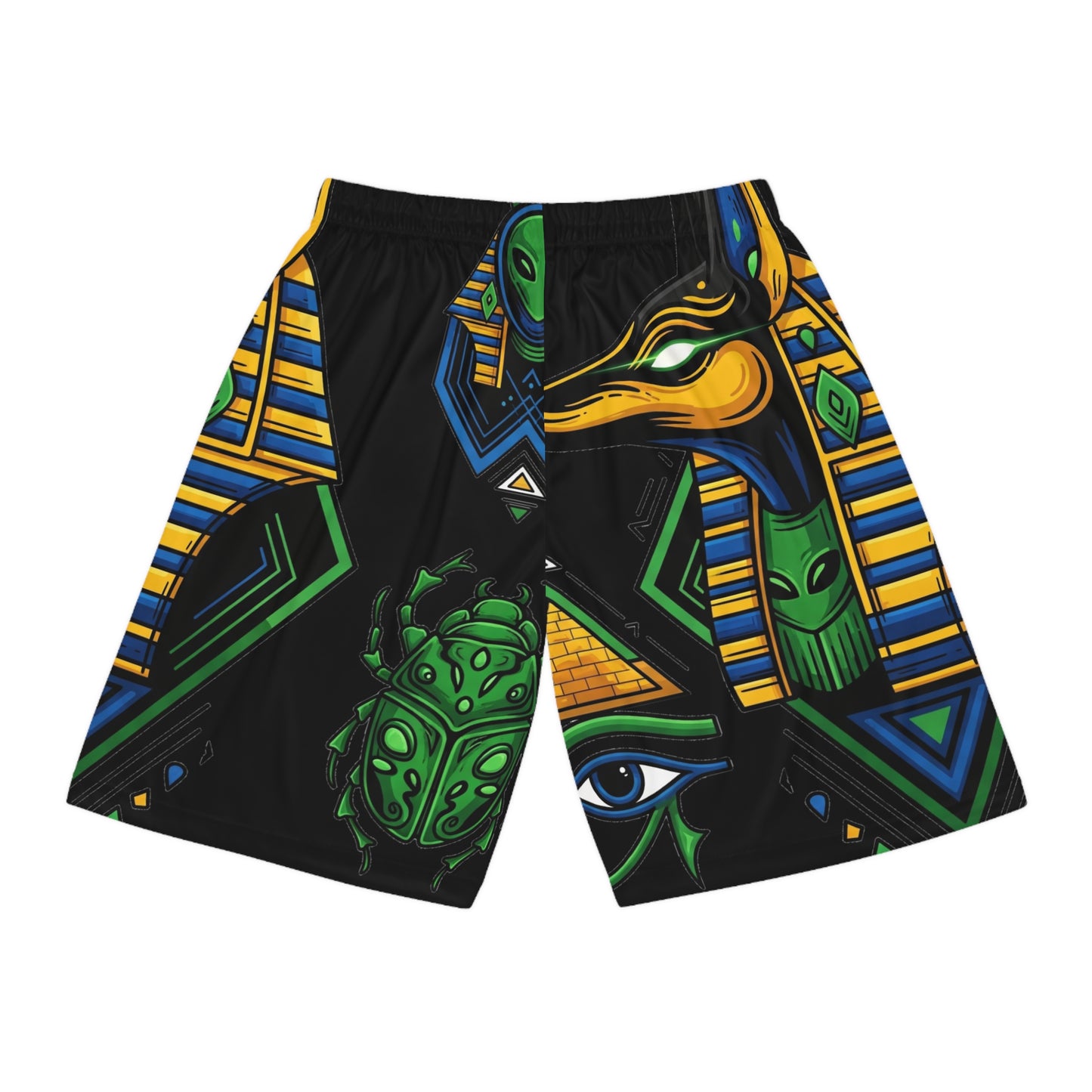 Vibrant Egyptian-Inspired Basketball Shorts, AOP Athletic Wear, Unique Sports Shorts, Summer Shorts, Trendy Casual Wear