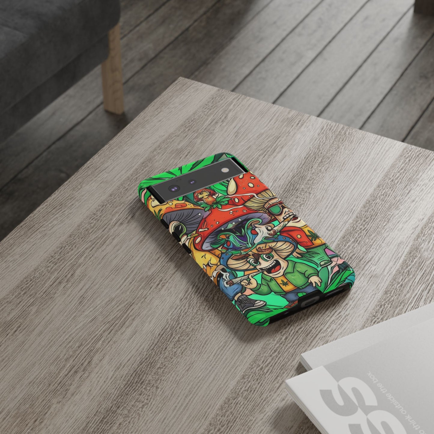 Vibrant Phone Case Featuring Funky Mushroom Art, Tough Cases, Trendy Accessories, Unique Gifts, Eclectic Style, Phone Protection