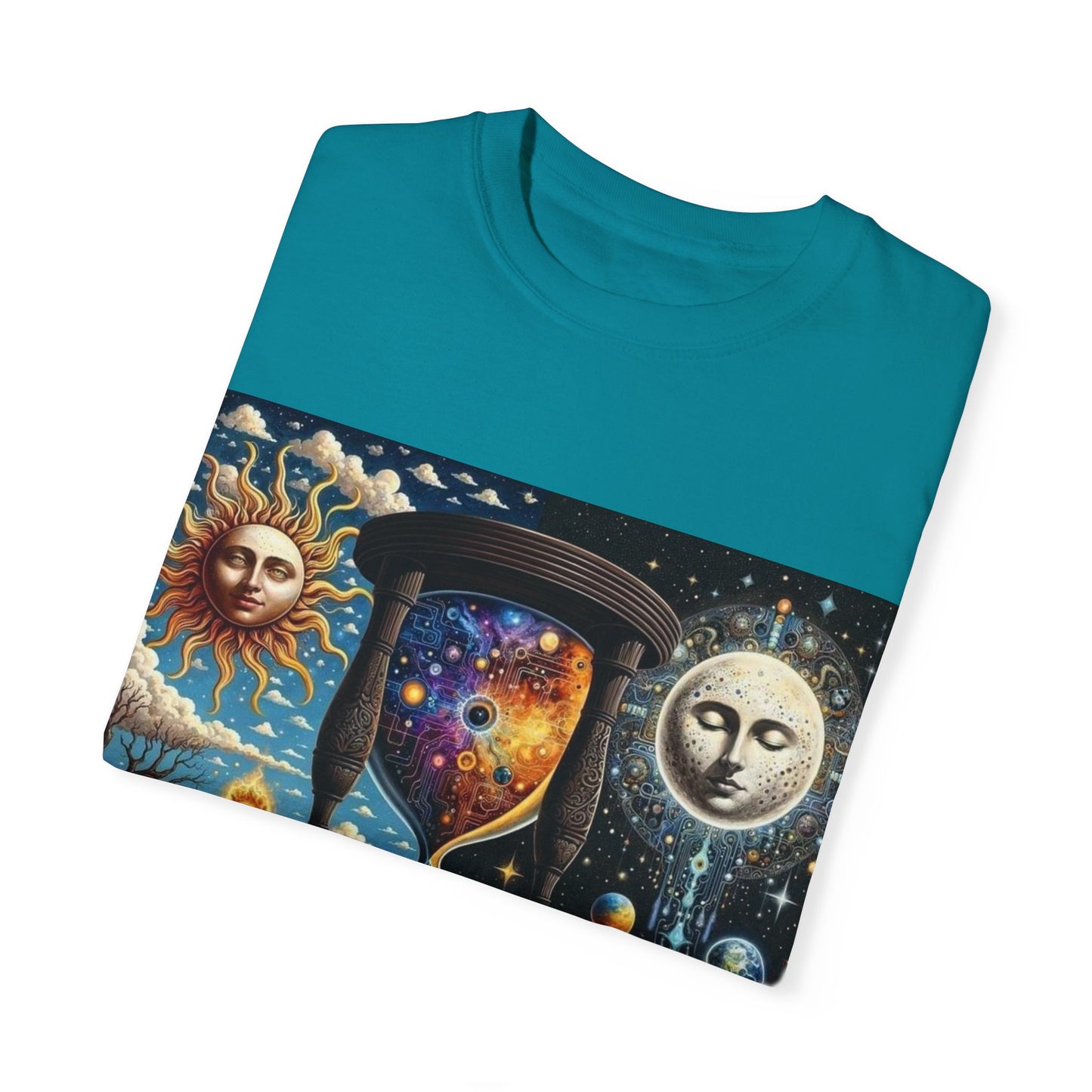 Cosmic Hourglass T-shirt, Vintage Graphic Tee, Perfect Gift for Astronomy Lovers, Unisex Casual Wear, Spiritual Vibe, Universal Design