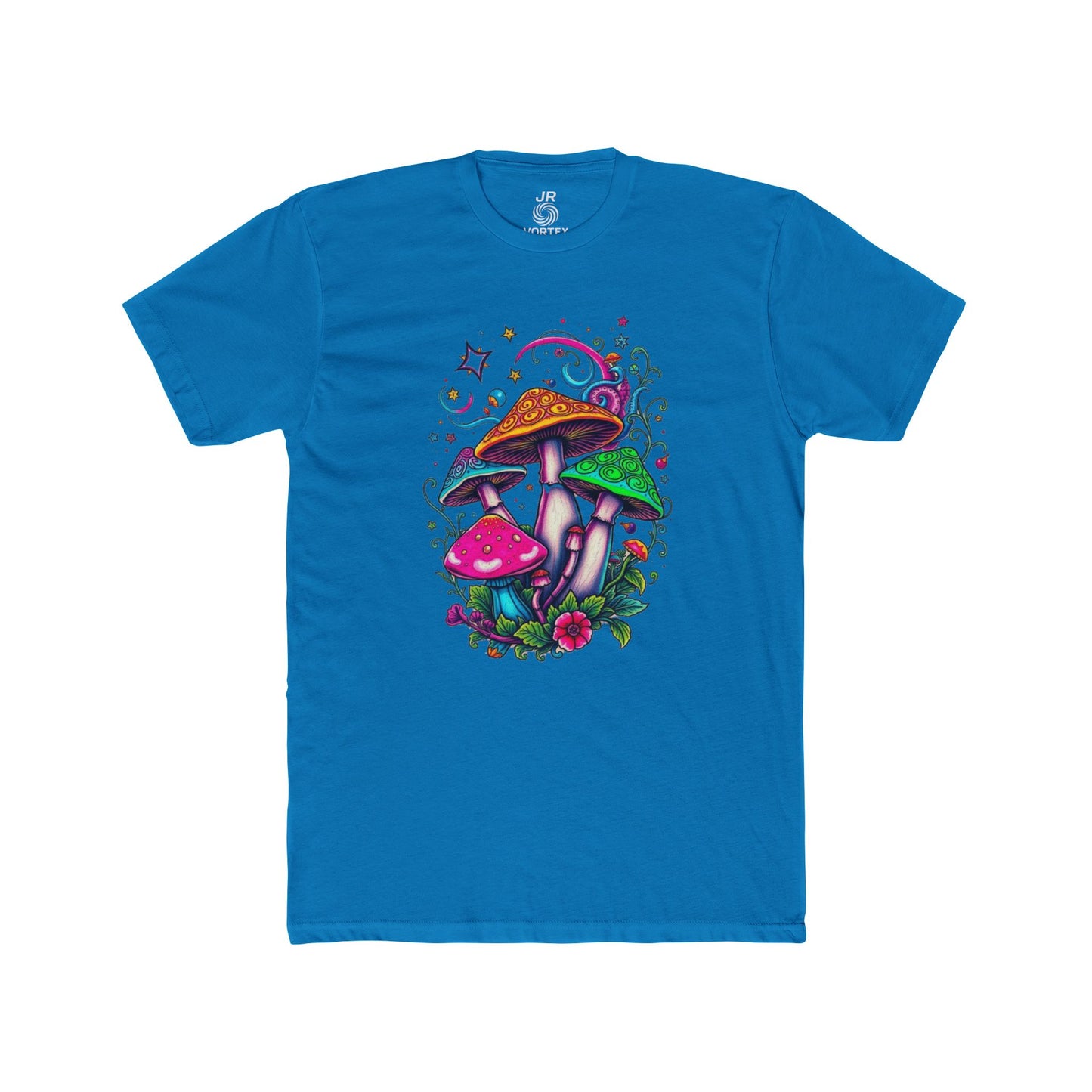 Colorful Mushroom Unisex Cotton Crew Tee – Perfect for Nature Lovers, Bohemian Style, Gift for Festivals, Casual Wear, Eco-Friendly Shirt