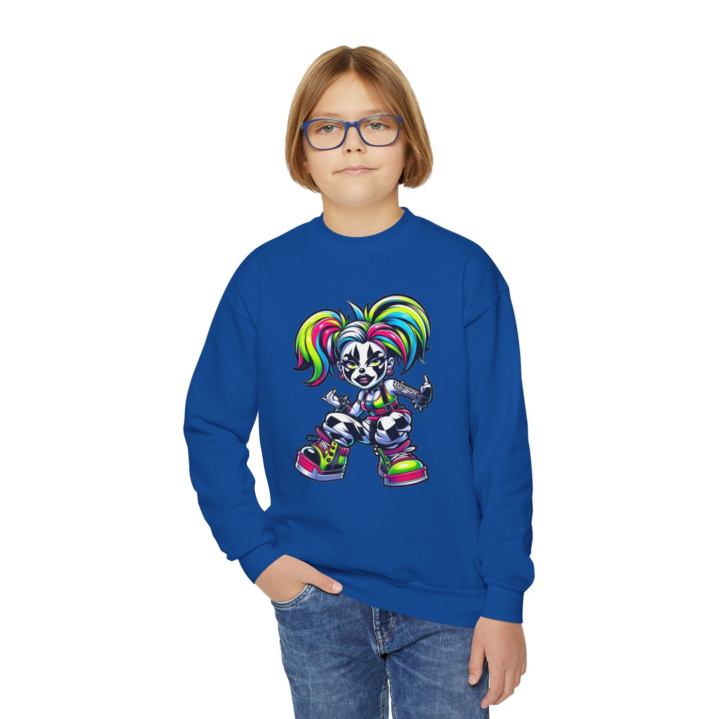 Colorful Graphic Youth Crewneck Sweatshirt, Fun Sweatshirt for Kids, Perfect Gift for Birthdays, Halloween, or Everyday Wear
