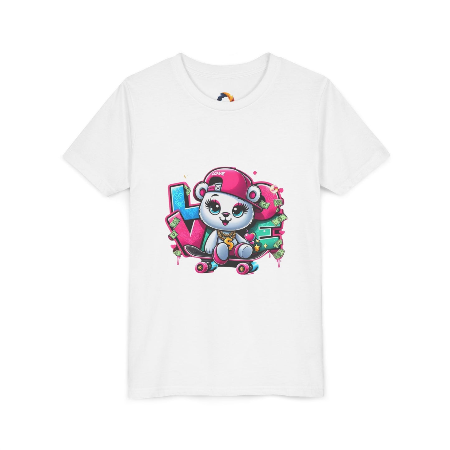 Cute Panda Graffiti Youth Tee, Kids Graphic Shirt, Skateboarding, Animal Lover Gift, Fun Casual Wear, Birthday Present
