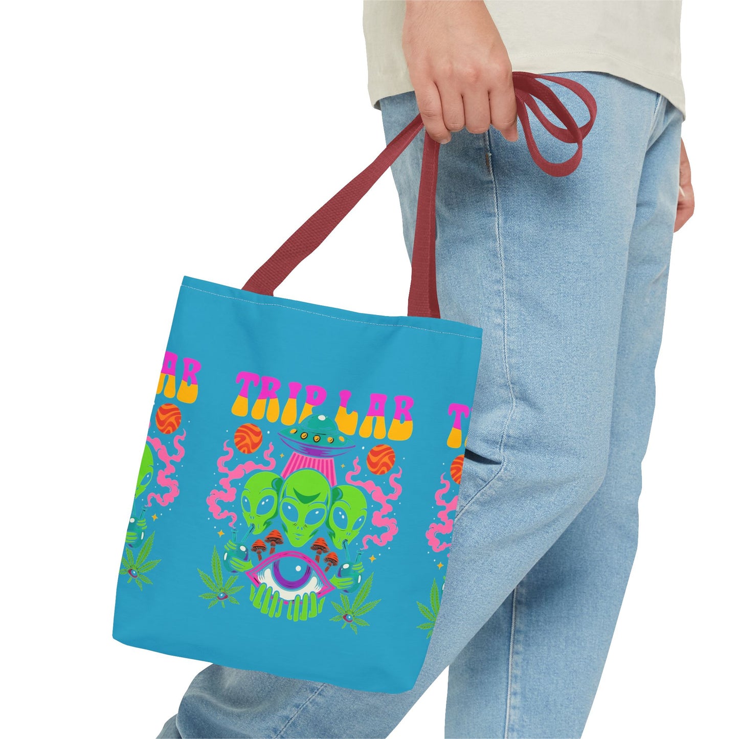 Colorful AOP Tote Bag with Casual Vibe, Ideal for Beach Days, Shopping, Festivals, or Gifts, Featuring 'TRIP LAR' Design