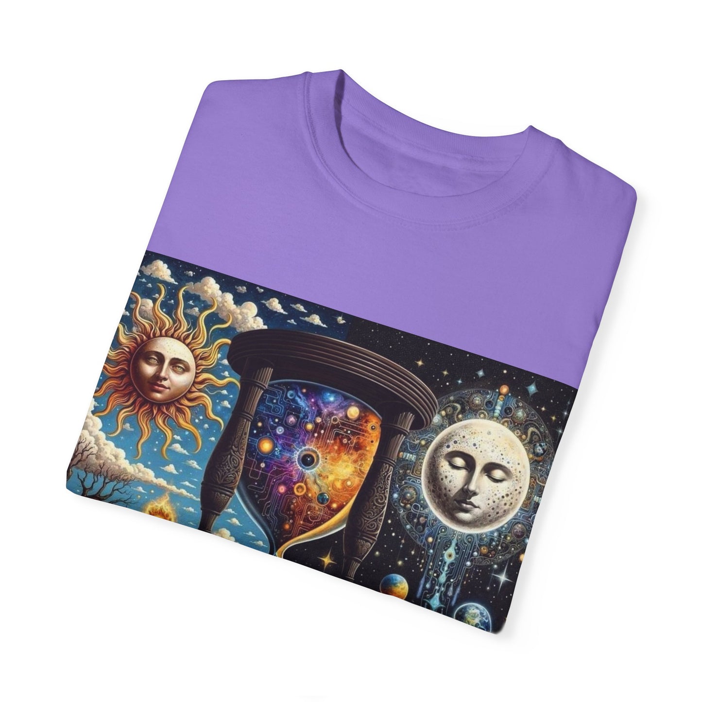 Cosmic Hourglass T-shirt, Vintage Graphic Tee, Perfect Gift for Astronomy Lovers, Unisex Casual Wear, Spiritual Vibe, Universal Design