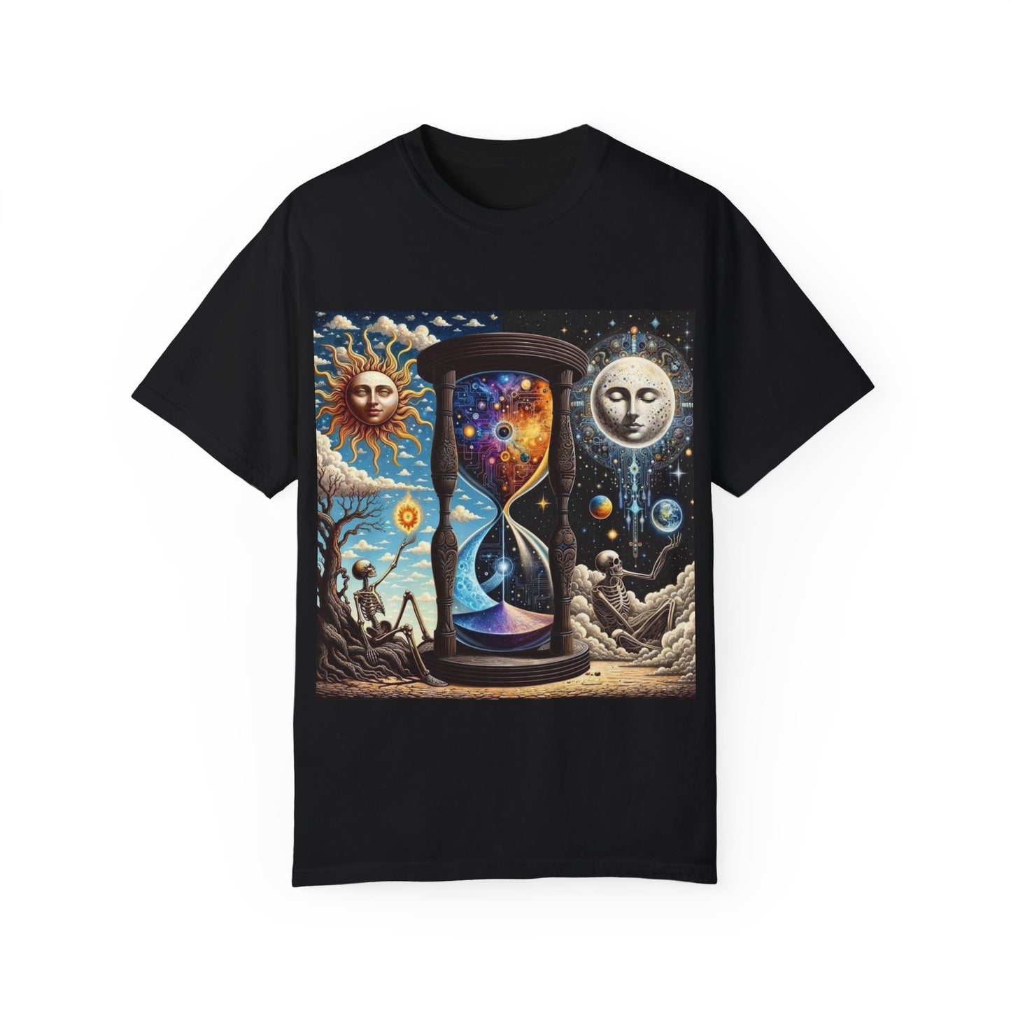 Cosmic Hourglass T-shirt, Vintage Graphic Tee, Perfect Gift for Astronomy Lovers, Unisex Casual Wear, Spiritual Vibe, Universal Design
