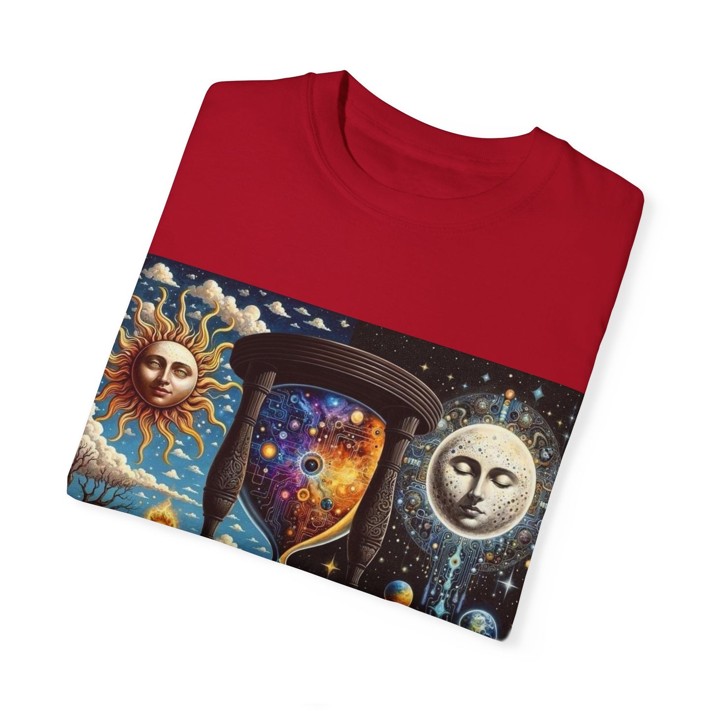 Cosmic Hourglass T-shirt, Vintage Graphic Tee, Perfect Gift for Astronomy Lovers, Unisex Casual Wear, Spiritual Vibe, Universal Design