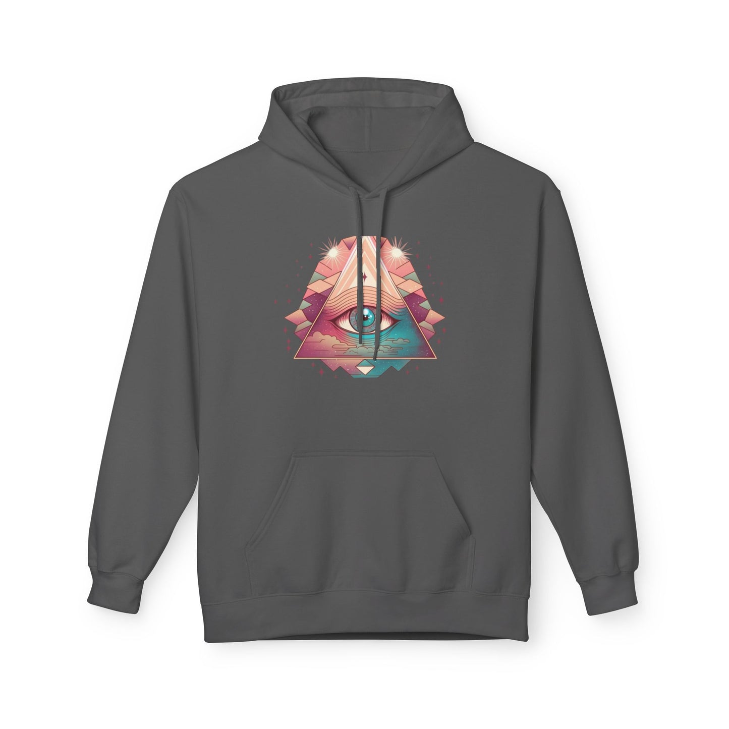 Mystical Eye Graphic Hoodie, Comfortable Fleece Hoodie for Casual Wear, Bohemian Style Sweatshirt, Perfect Gift for Art Lovers