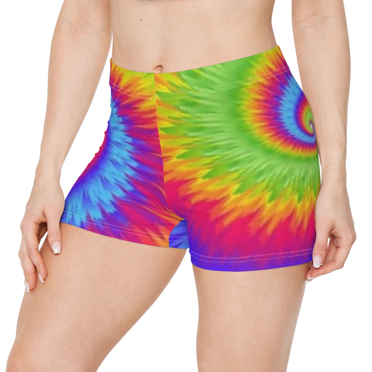 Colorful Tie-Dye Women's Shorts, Summer Casual Shorts, Festival Wear, Beach Breezy Shorts, Vibrant Loungewear