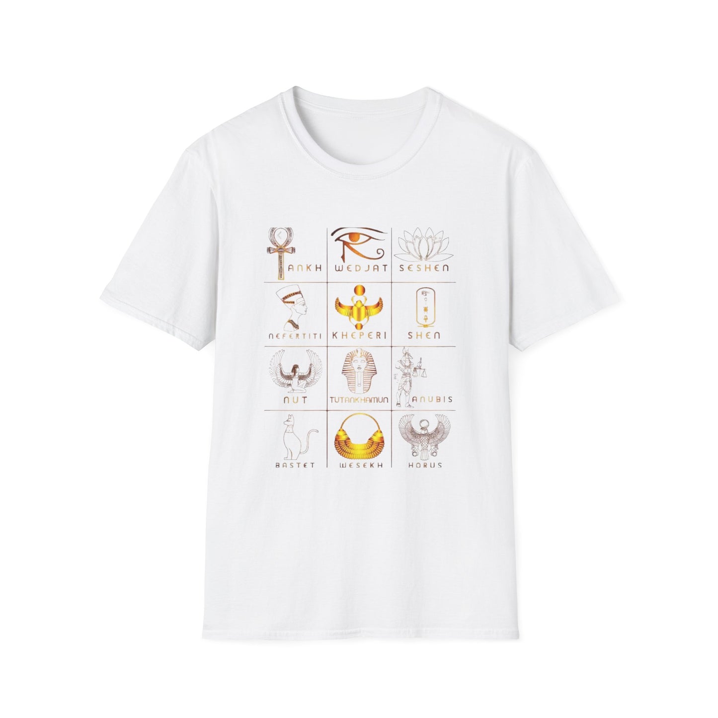 Egyptian Mythology Graphic Tee, Unisex Softstyle T-Shirt, Vintage Aesthetic Shirt, Gift for History Buffs, Astrology Summer Wardrobe