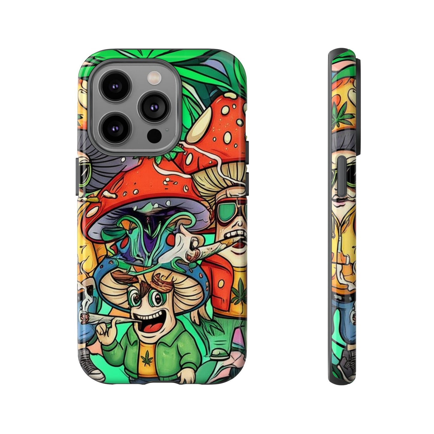 Vibrant Phone Case Featuring Funky Mushroom Art, Tough Cases, Trendy Accessories, Unique Gifts, Eclectic Style, Phone Protection