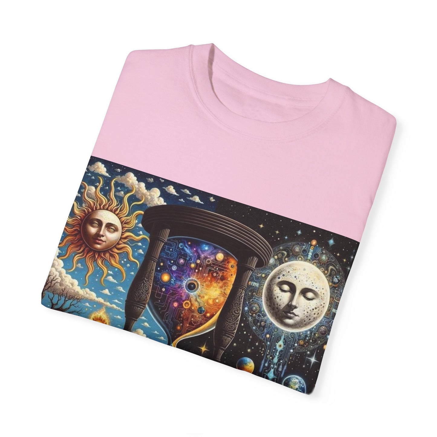 Cosmic Hourglass T-shirt, Vintage Graphic Tee, Perfect Gift for Astronomy Lovers, Unisex Casual Wear, Spiritual Vibe, Universal Design
