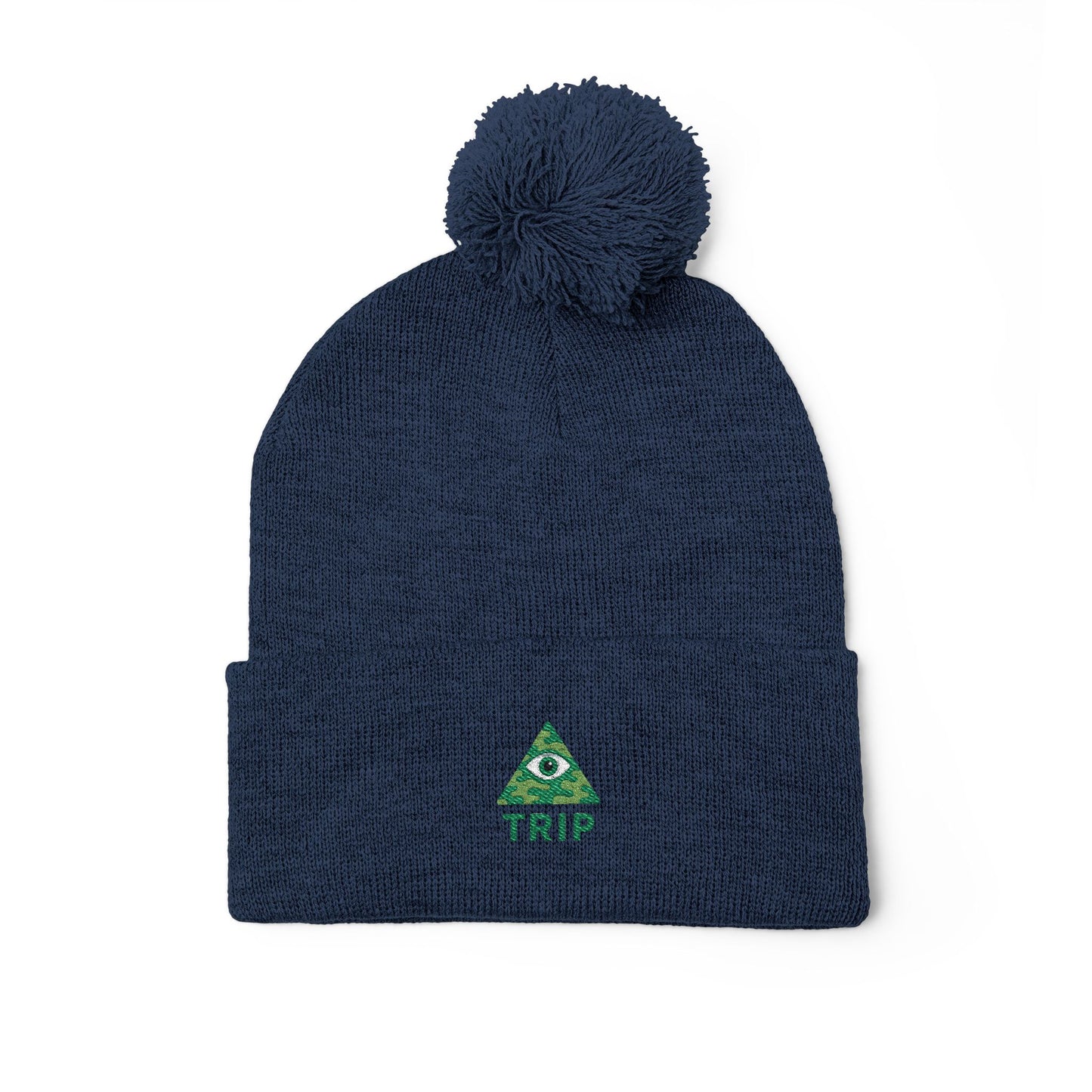 Cozy Embroidered Pom-Pom Knit Cap, Winter Hat for Men & Women, Holiday Gift Beanie, Cute Knitted Cap, Casual Headwear