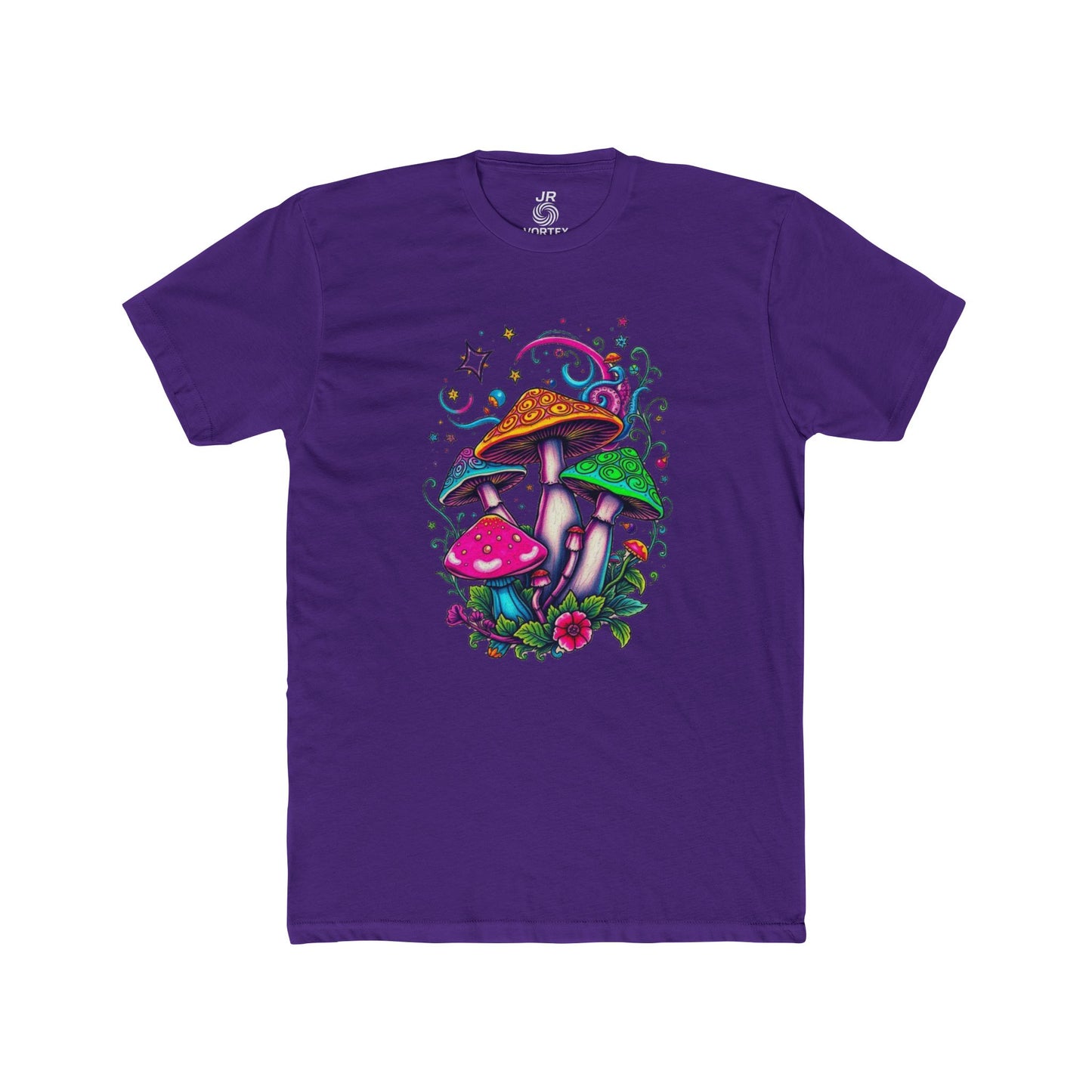 Colorful Mushroom Unisex Cotton Crew Tee – Perfect for Nature Lovers, Bohemian Style, Gift for Festivals, Casual Wear, Eco-Friendly Shirt