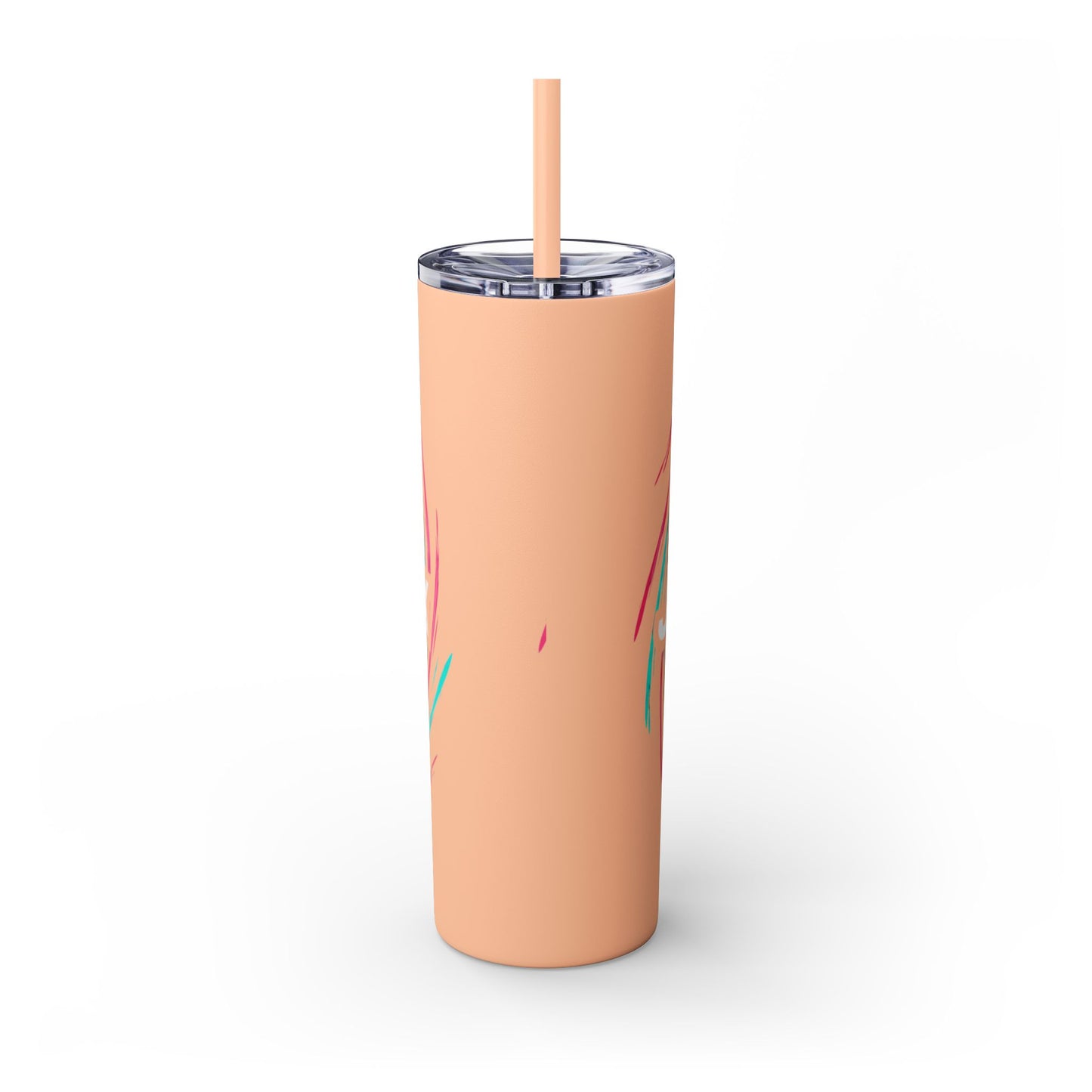 Colorful Swirl Skinny Tumbler with Straw, 20oz | Insulated Drinkware | Perfect for Gifts, Travel, Office, Beach, Summer Vibes