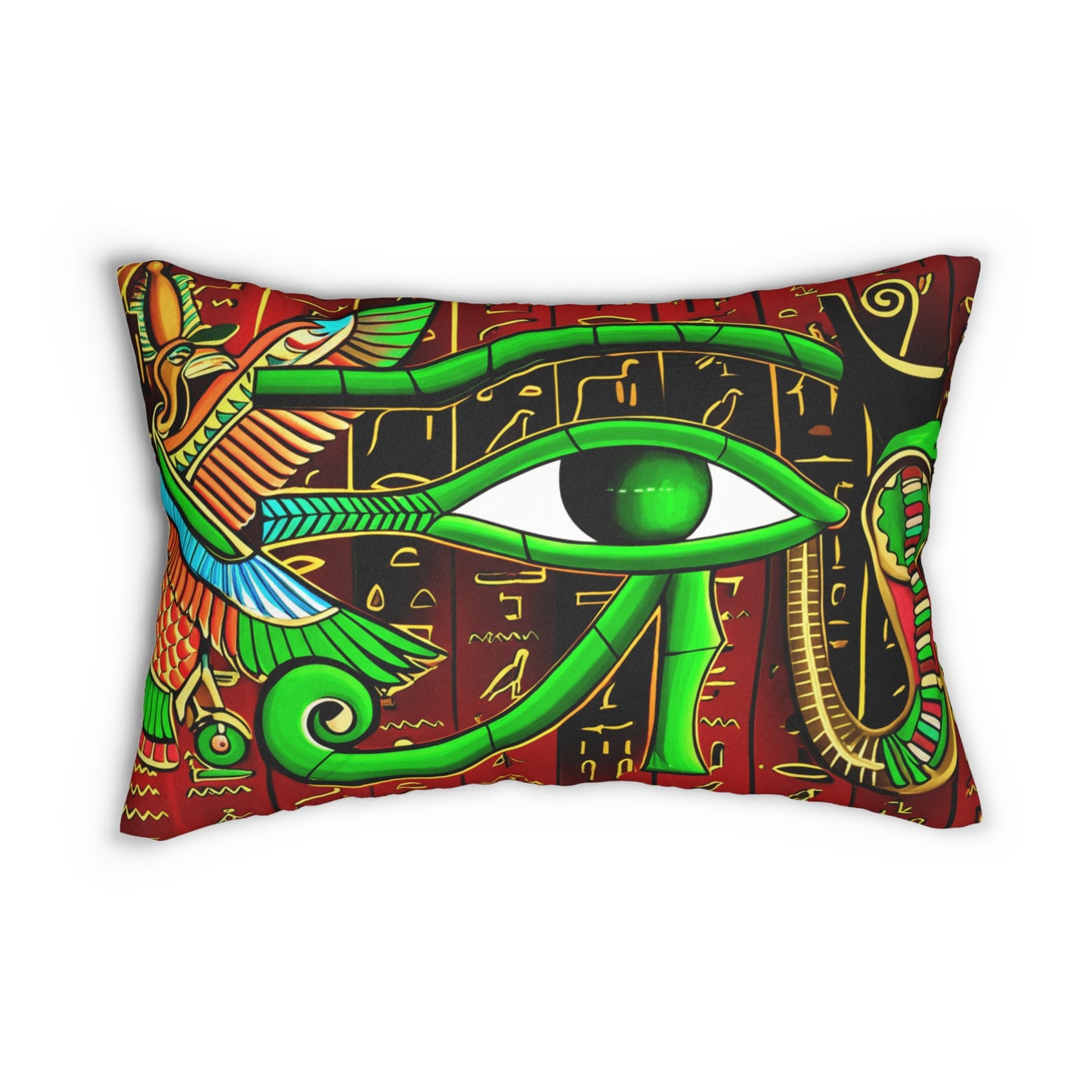 Egyptian-Inspired Lumbar Pillow, Bohemian Home Decor, Comfortable Accent Cushion, Unique Gift for Art Lovers, Egyptian Motif Pillow
