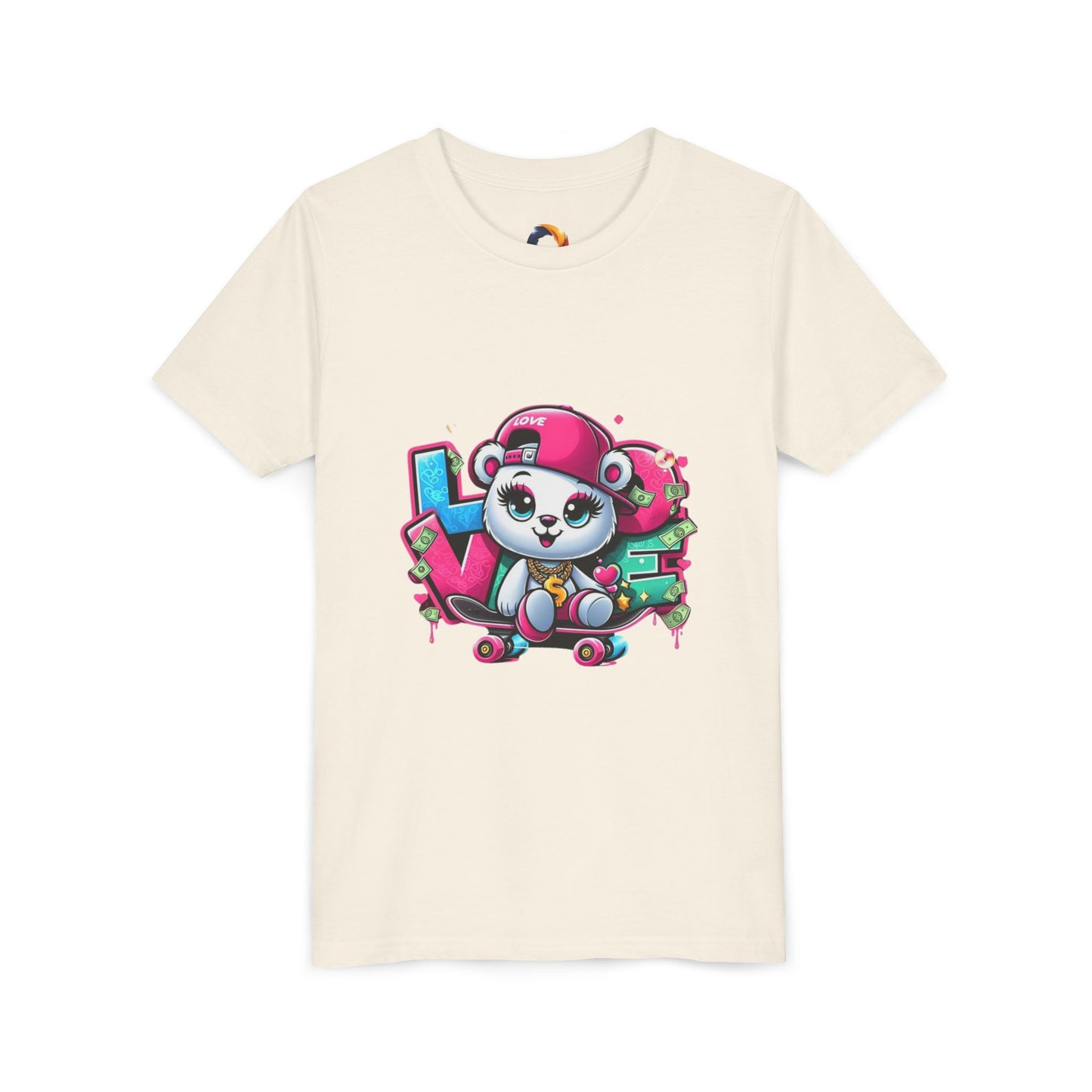 Cute Panda Graffiti Youth Tee, Kids Graphic Shirt, Skateboarding, Animal Lover Gift, Fun Casual Wear, Birthday Present