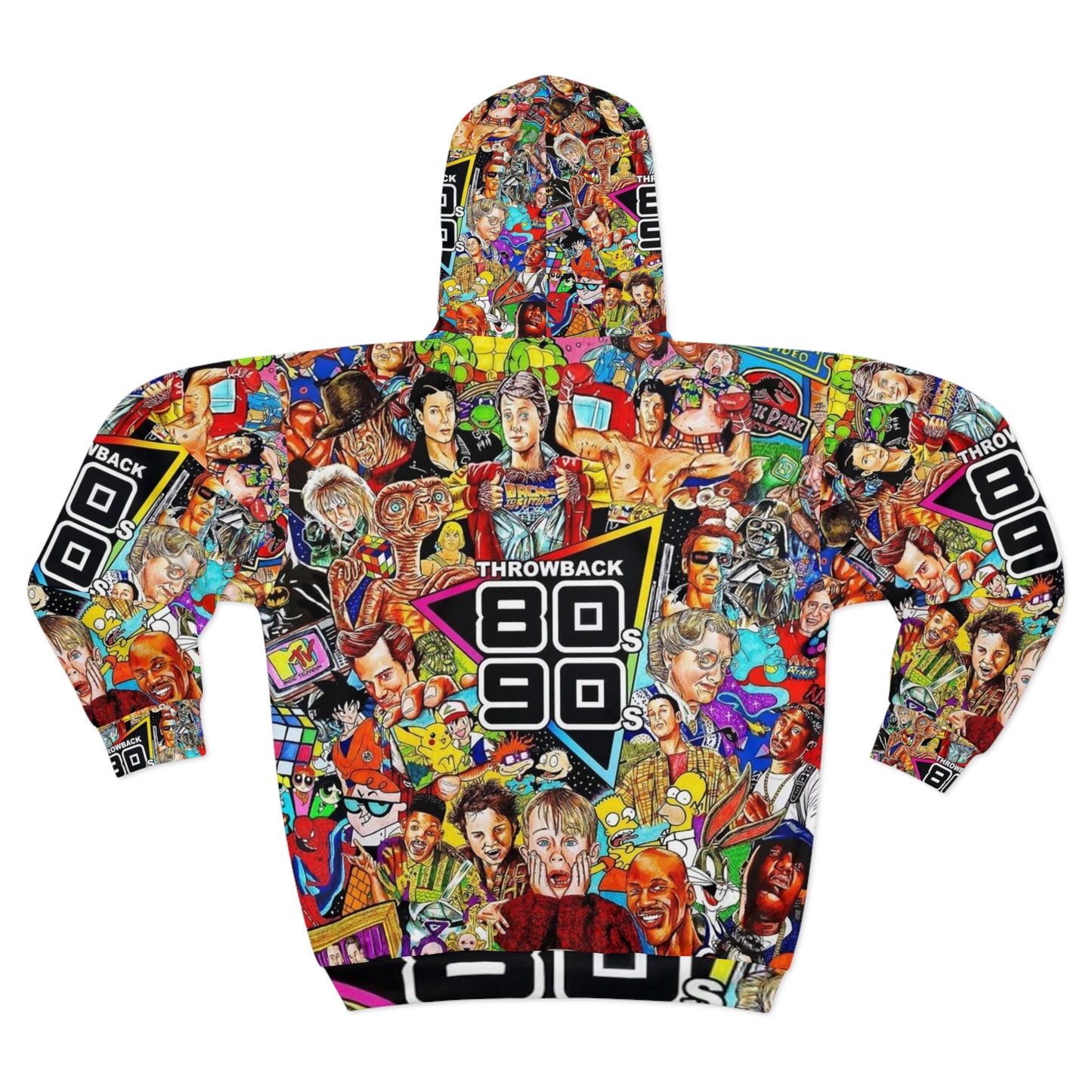 80s 90s Retro Pop Culture Unisex Zip Hoodie - Nostalgic Throwback Design