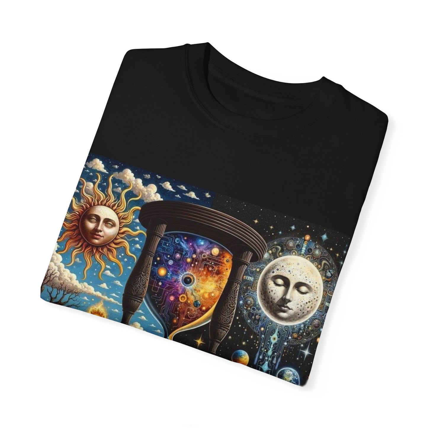 Cosmic Hourglass T-shirt, Vintage Graphic Tee, Perfect Gift for Astronomy Lovers, Unisex Casual Wear, Spiritual Vibe, Universal Design
