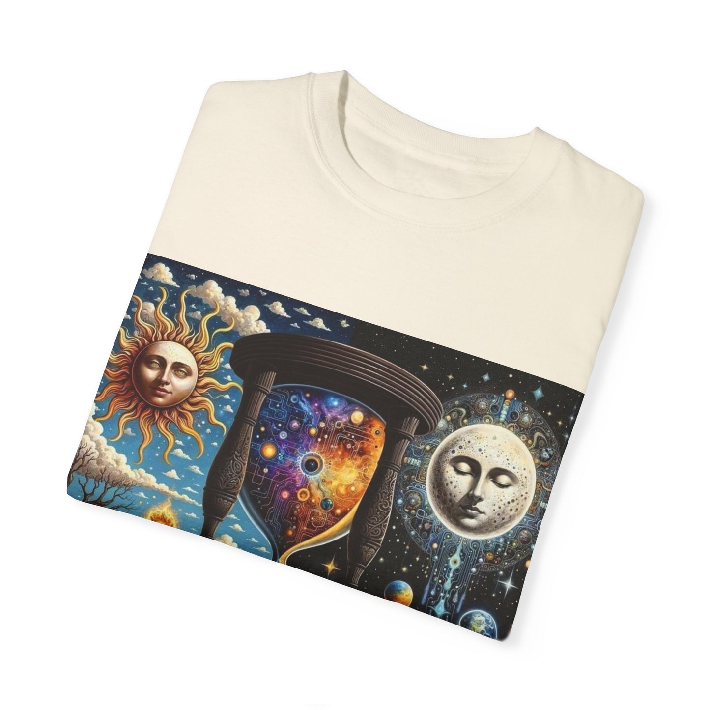 Cosmic Hourglass T-shirt, Vintage Graphic Tee, Perfect Gift for Astronomy Lovers, Unisex Casual Wear, Spiritual Vibe, Universal Design