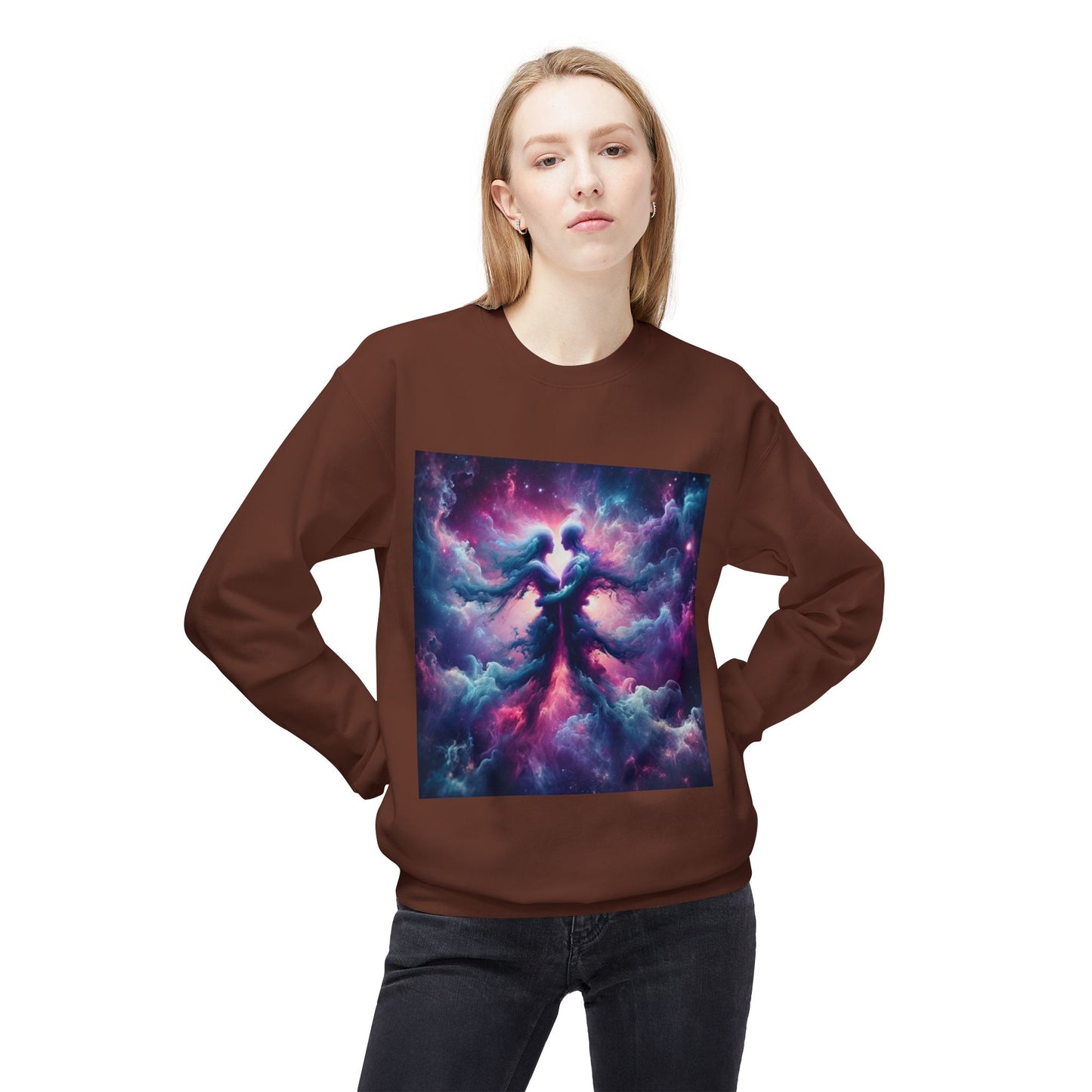 Cosmic Vibes Crewneck Sweatshirt | Unisex Midweight Fleece | Perfect for Stargazers, Gift for Astronomy Lovers, Space Design