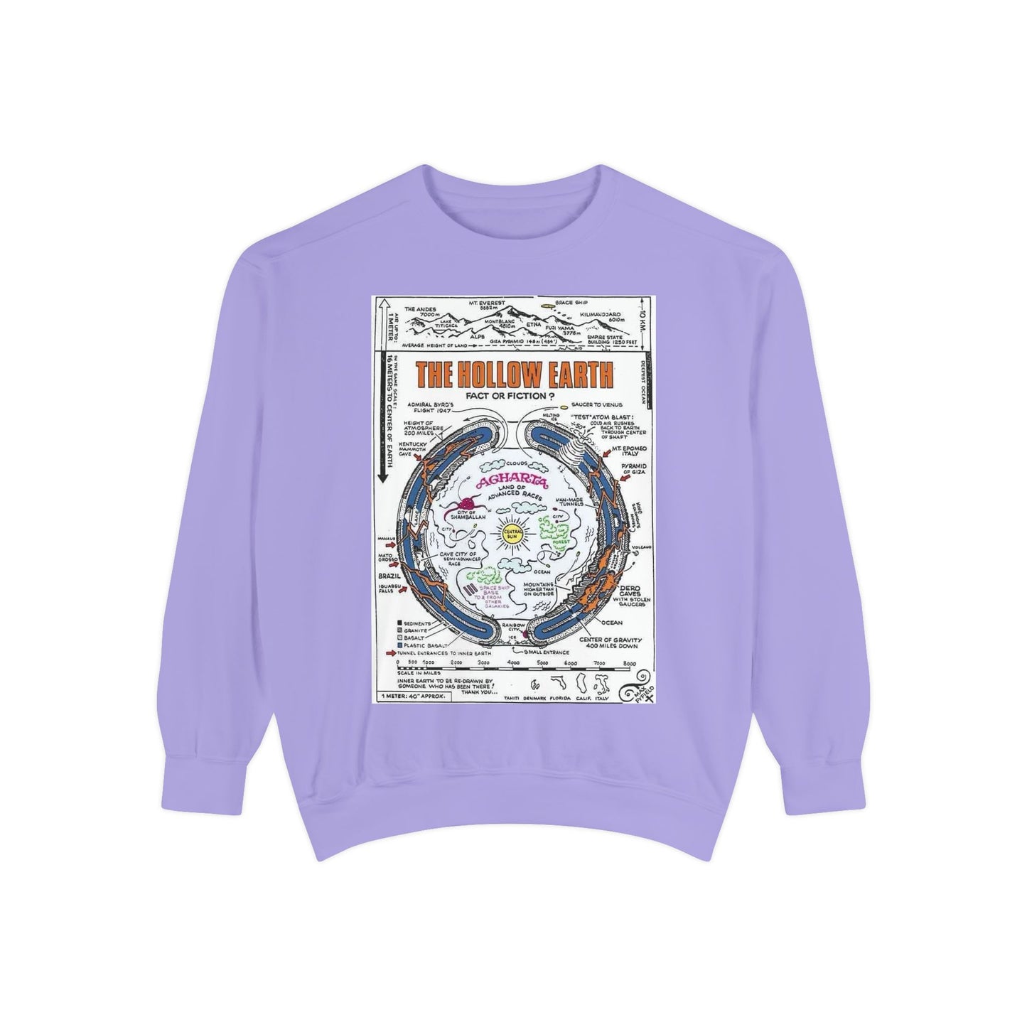 Hollow Earth Sweatshirt, Unisex Garment-Dyed Crewneck, Cozy Gift for Science Lovers, Earth Day Apparel, Great for Casual Wear