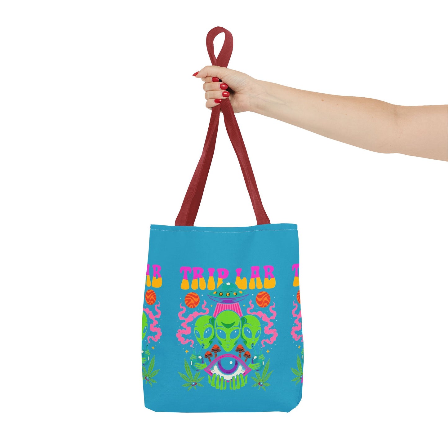 Colorful AOP Tote Bag with Casual Vibe, Ideal for Beach Days, Shopping, Festivals, or Gifts, Featuring 'TRIP LAR' Design