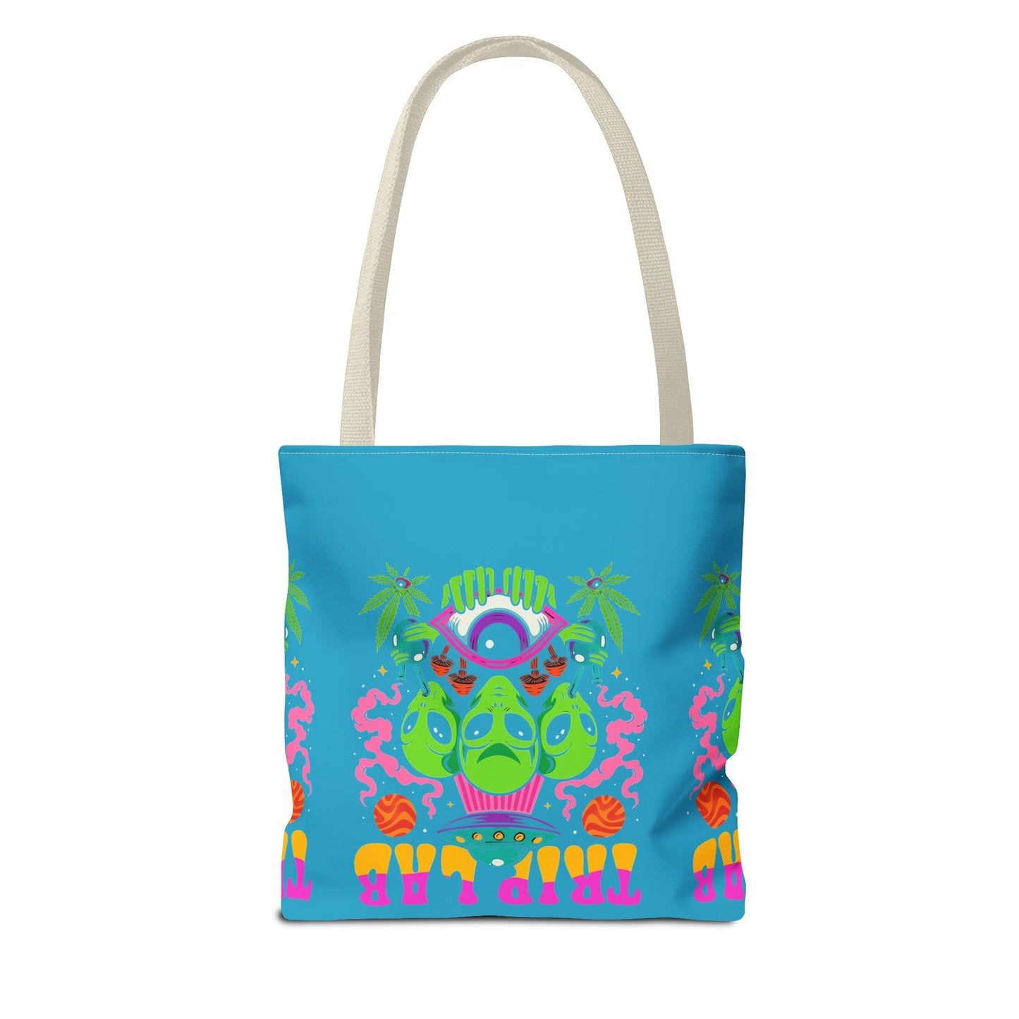 Colorful AOP Tote Bag with Casual Vibe, Ideal for Beach Days, Shopping, Festivals, or Gifts, Featuring 'TRIP LAR' Design