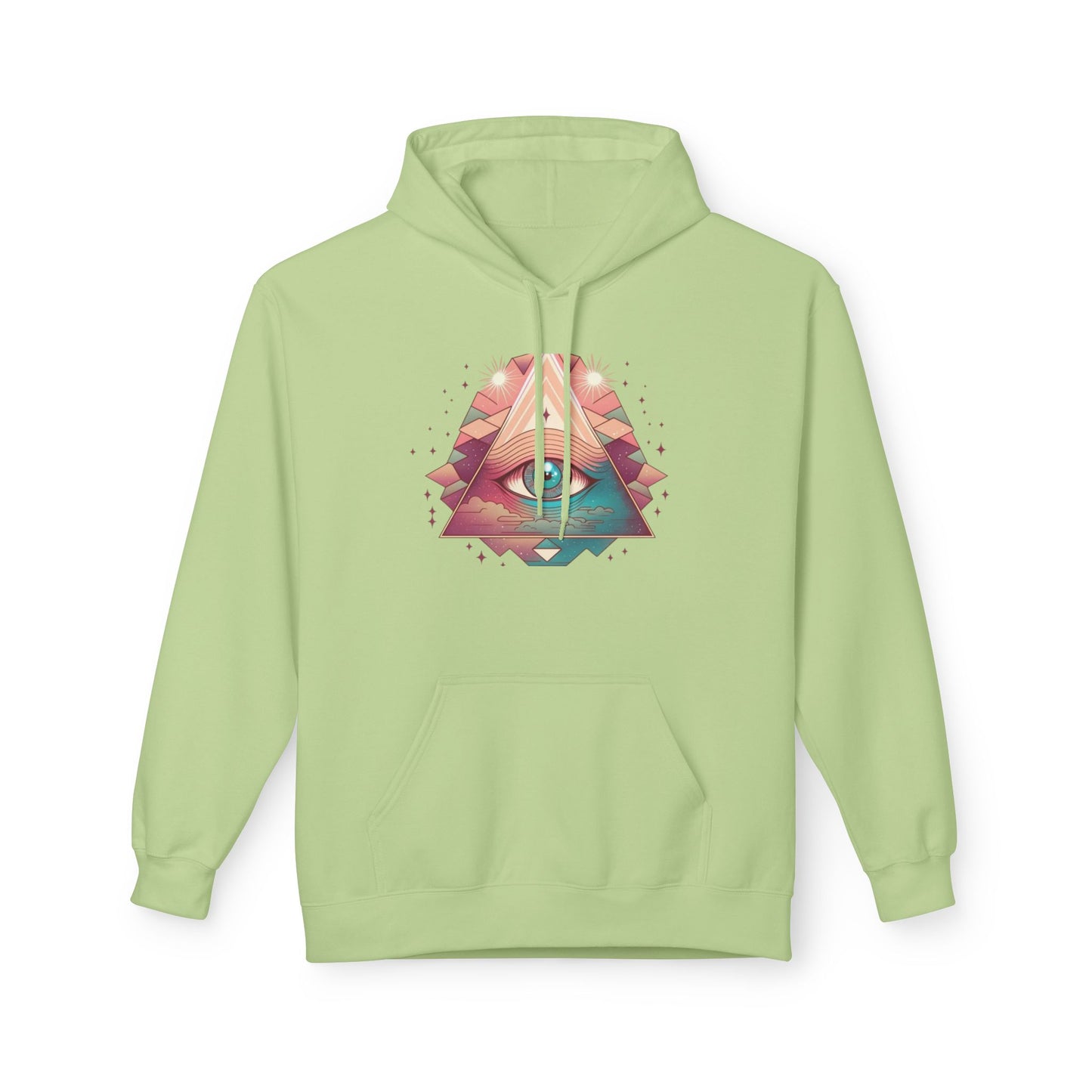 Mystical Eye Graphic Hoodie, Comfortable Fleece Hoodie for Casual Wear, Bohemian Style Sweatshirt, Perfect Gift for Art Lovers