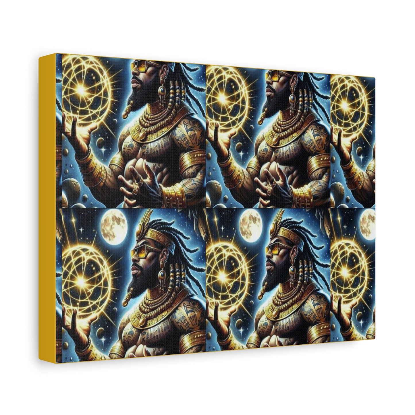 Stretched Canvas Art, Mystic Warrior Wall Decor, Unique Home Accent, Tribal Art for Living Room, Gifts for Art Lovers