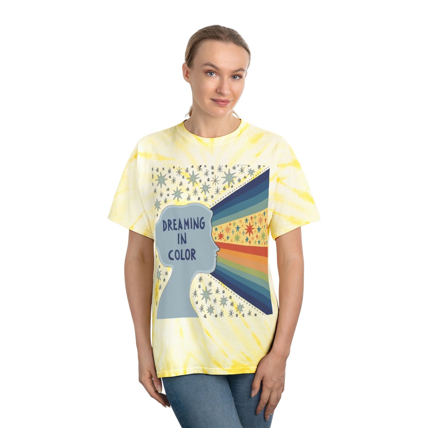 Dreaming in Color Tie-Dye Tee, Vibrant Unisex T-shirt, Bohemian Style, Casual Wear, Gift for Dreamers, Summer Fashion