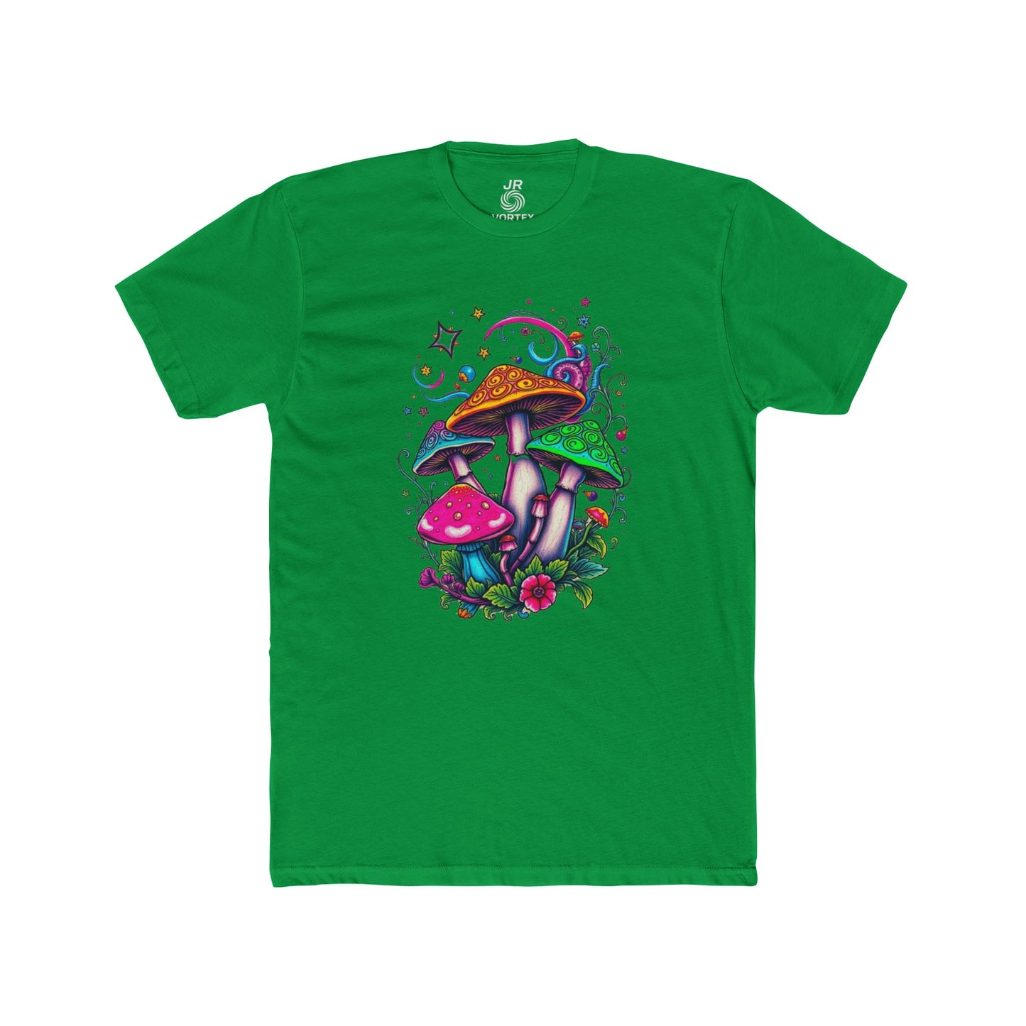 Colorful Mushroom Unisex Cotton Crew Tee – Perfect for Nature Lovers, Bohemian Style, Gift for Festivals, Casual Wear, Eco-Friendly Shirt