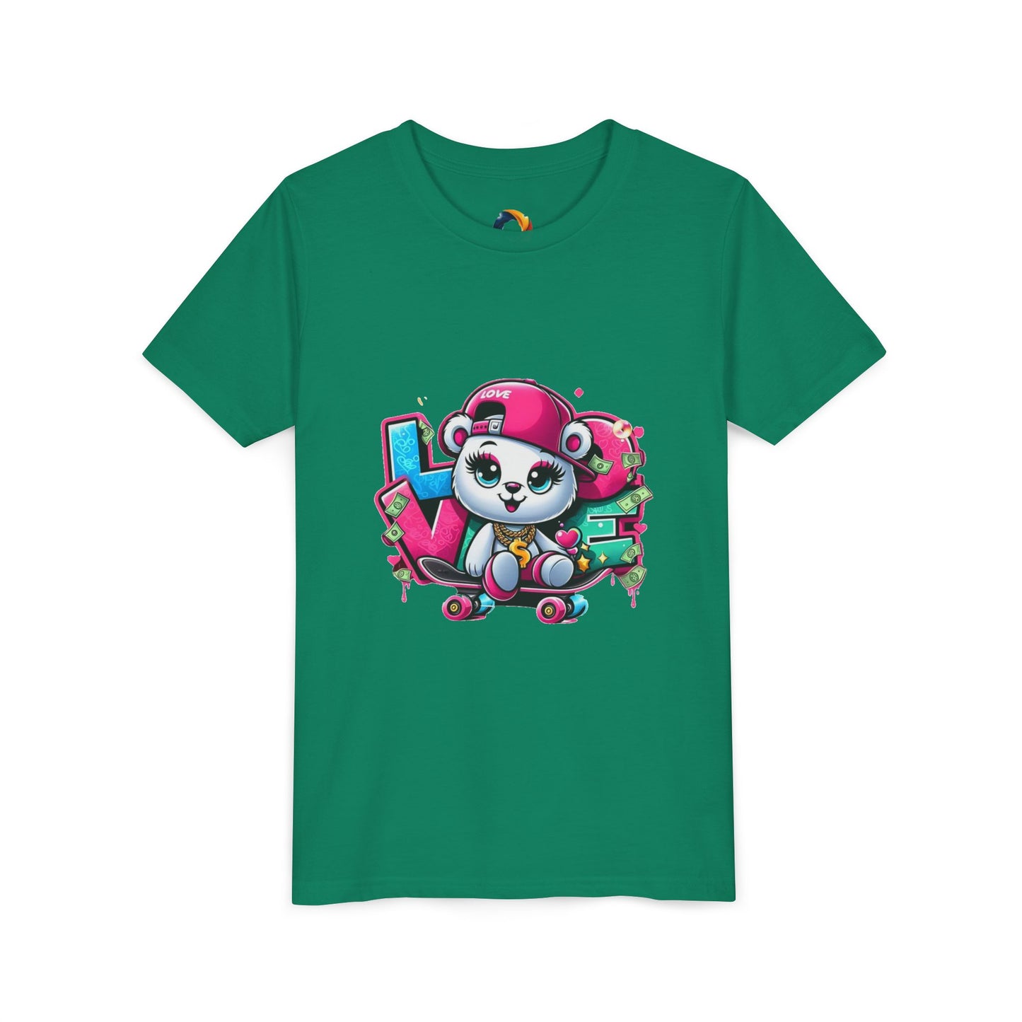 Cute Panda Graffiti Youth Tee, Kids Graphic Shirt, Skateboarding, Animal Lover Gift, Fun Casual Wear, Birthday Present