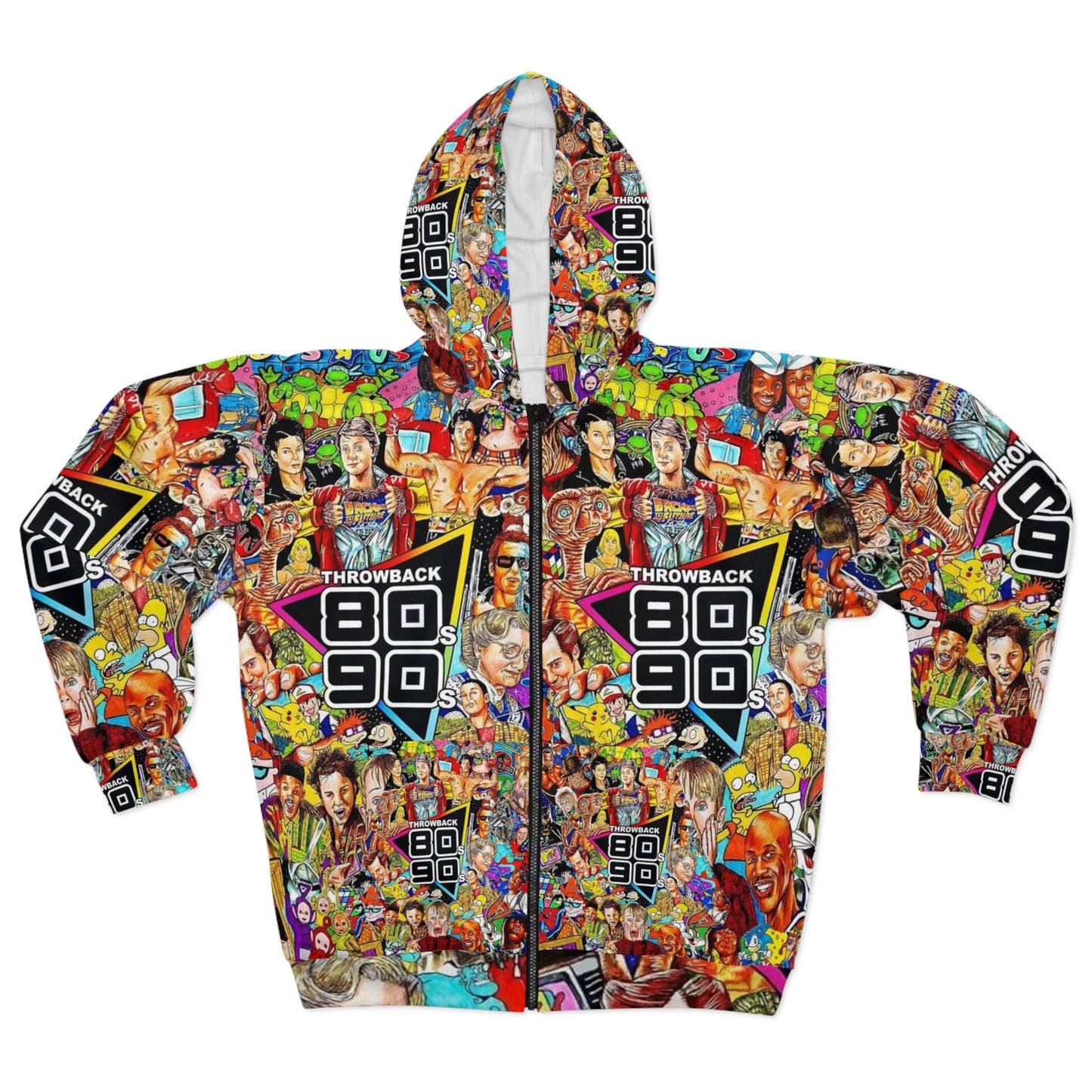 80s 90s Retro Pop Culture Unisex Zip Hoodie - Nostalgic Throwback Design