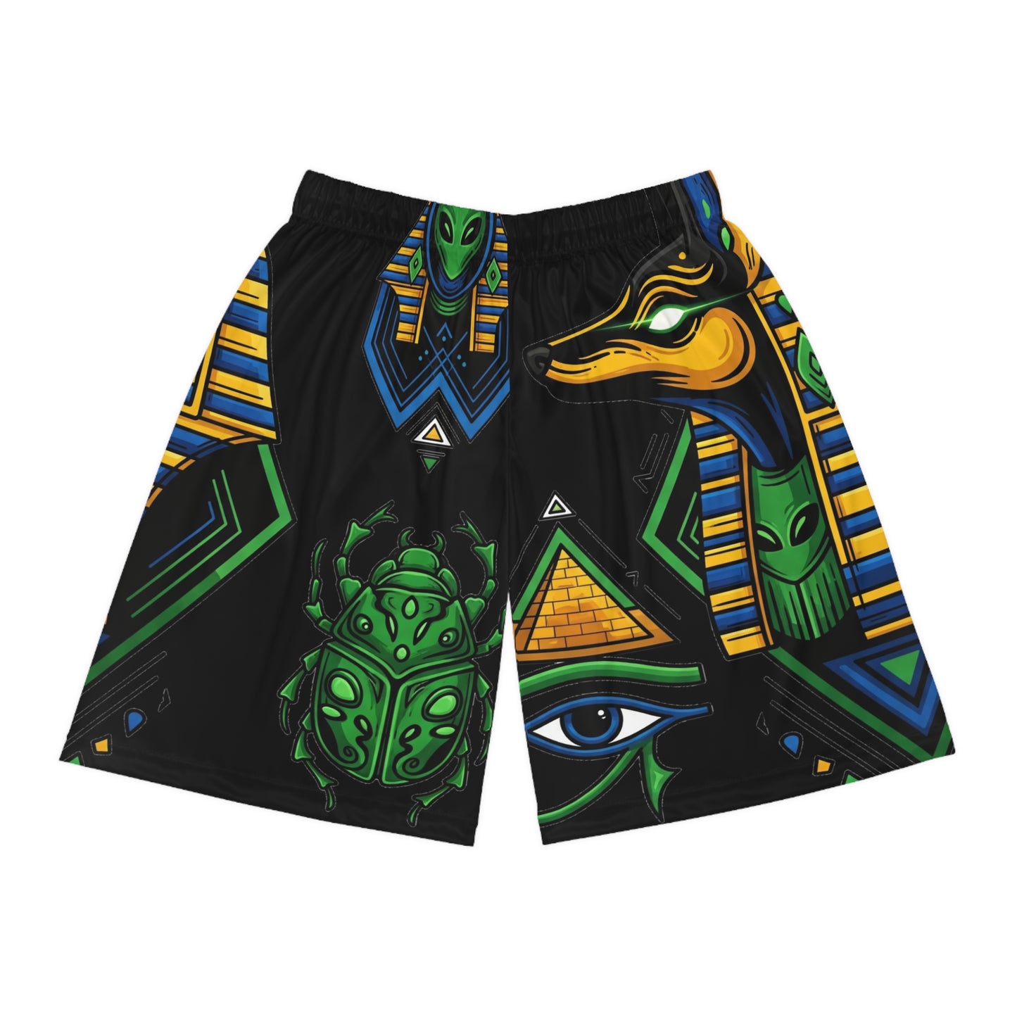 Vibrant Egyptian-Inspired Basketball Shorts, AOP Athletic Wear, Unique Sports Shorts, Summer Shorts, Trendy Casual Wear