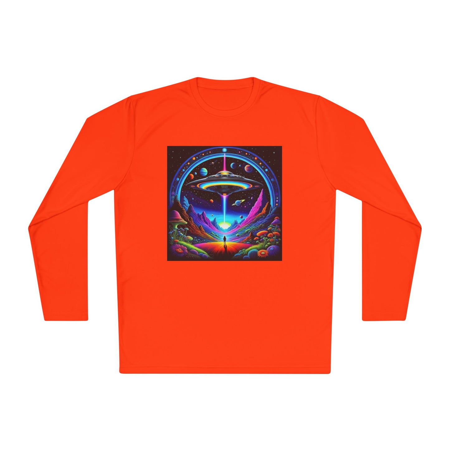 Cosmic Adventure Long Sleeve Tee | Unisex Lightweight Tee, UFO Graphic Shirt, Perfect for Festivals, Gifts, and Everyday Wear