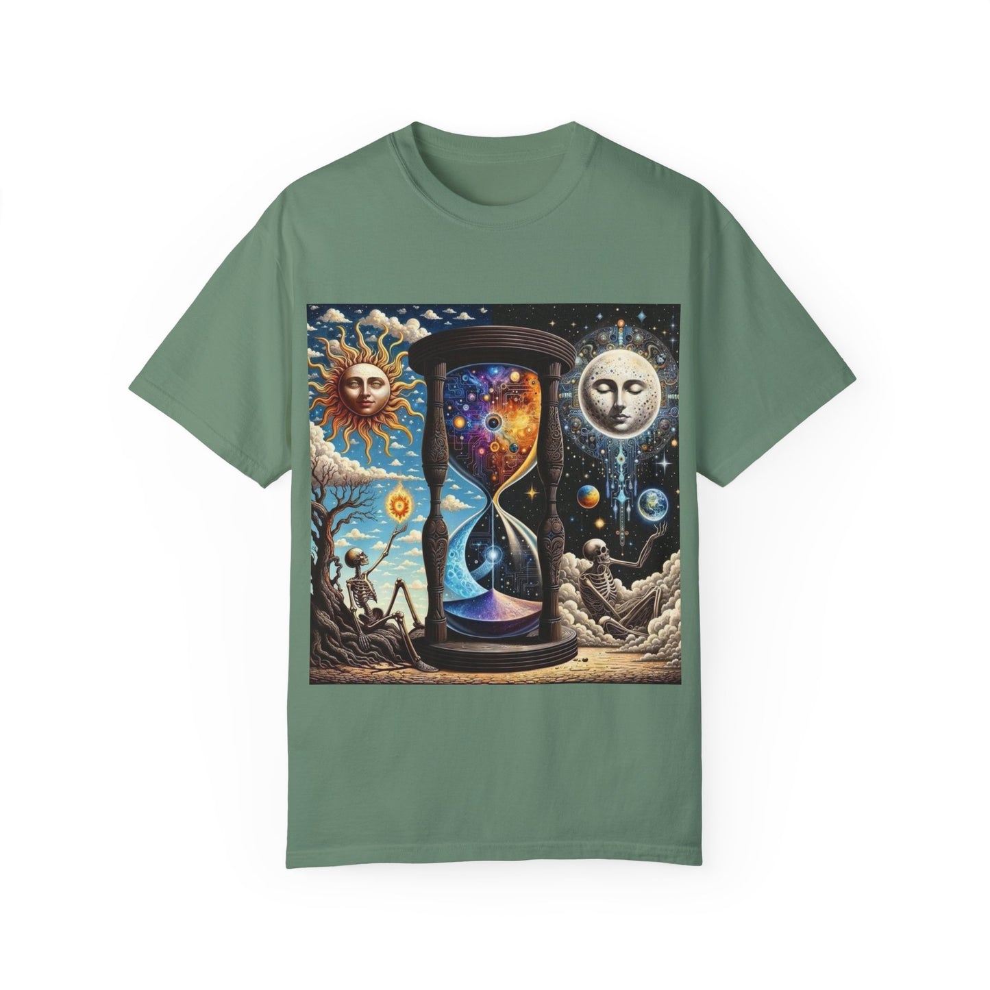 Cosmic Hourglass T-shirt, Vintage Graphic Tee, Perfect Gift for Astronomy Lovers, Unisex Casual Wear, Spiritual Vibe, Universal Design