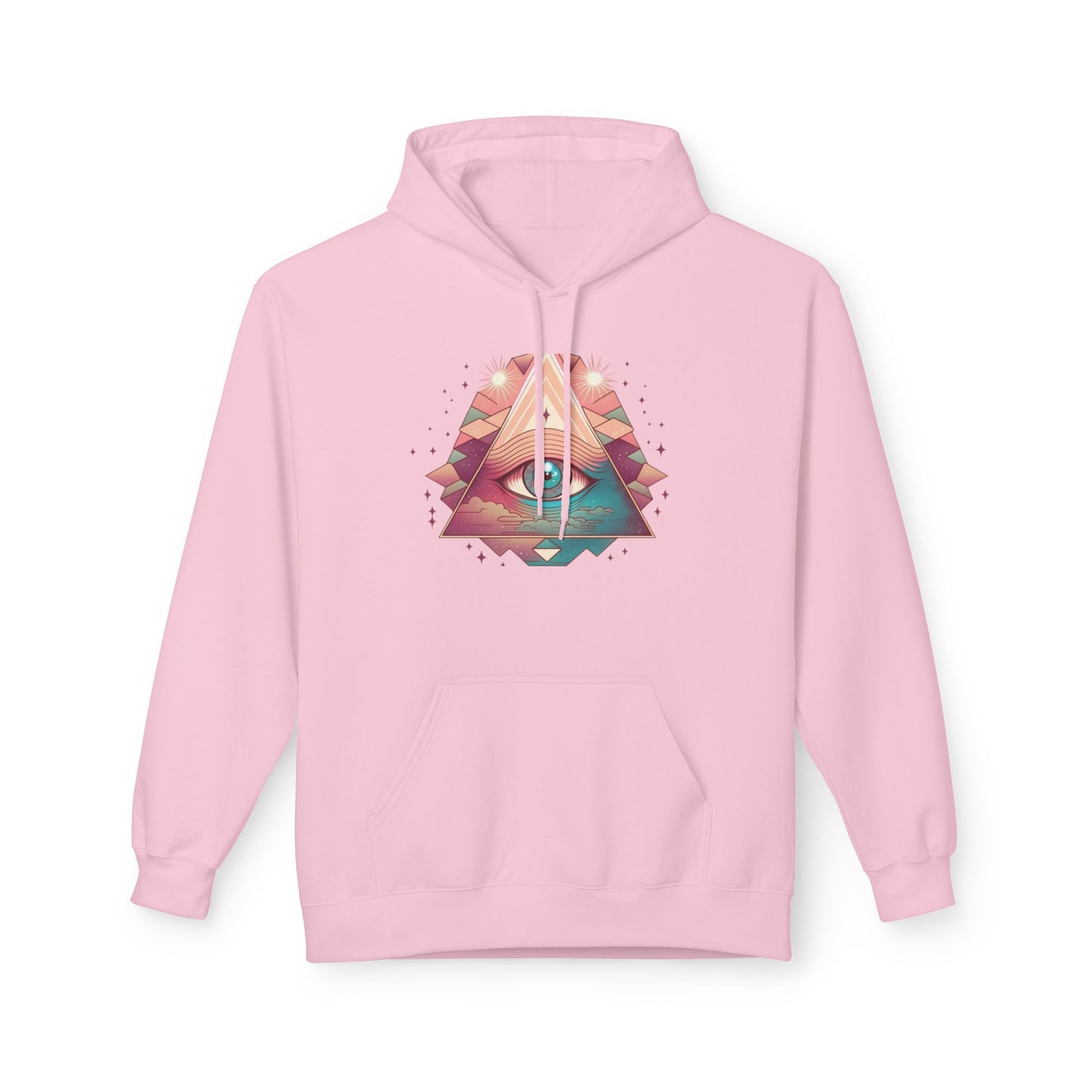 Mystical Eye Graphic Hoodie, Comfortable Fleece Hoodie for Casual Wear, Bohemian Style Sweatshirt, Perfect Gift for Art Lovers