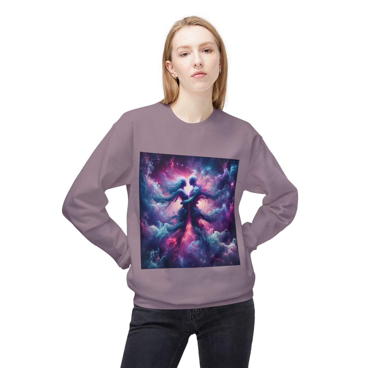 Cosmic Vibes Crewneck Sweatshirt | Unisex Midweight Fleece | Perfect for Stargazers, Gift for Astronomy Lovers, Space Design