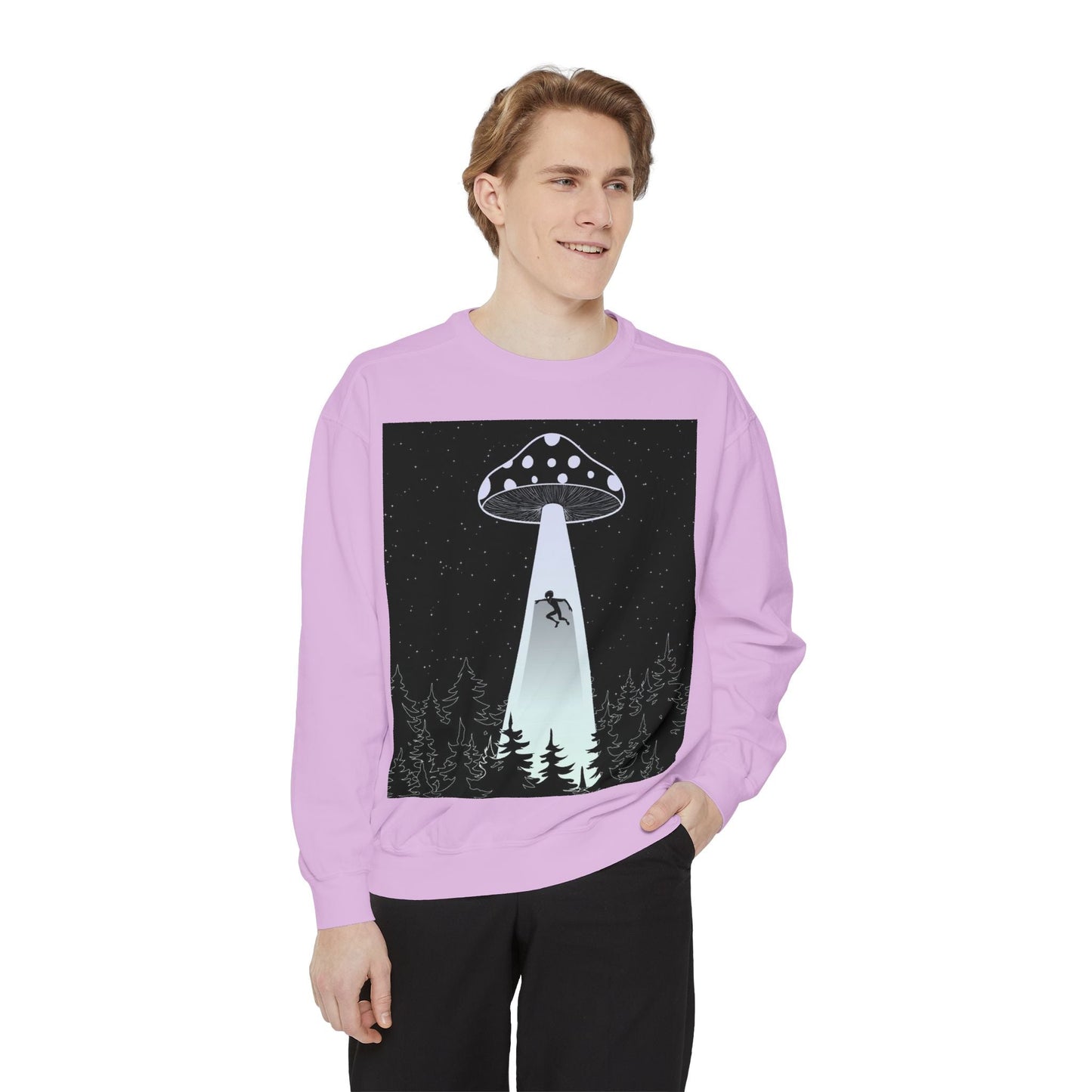 Alien Abduction Sweatshirt, Cozy Unisex Crewneck, UFO Design, Perfect for Sci-Fi Lovers, Great Gift for Birthdays, Casual Wear, Space