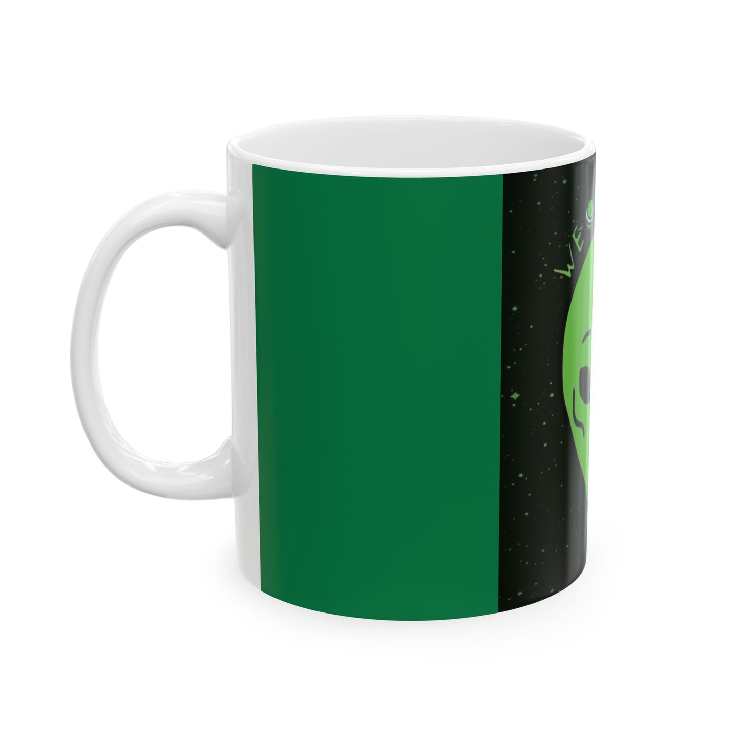 Alien Mug | Funny Coffee Cup | Unique Gift for Sci-Fi Lovers | 11oz 15oz | We Out Here | Perfect for Birthdays, Holidays, and
