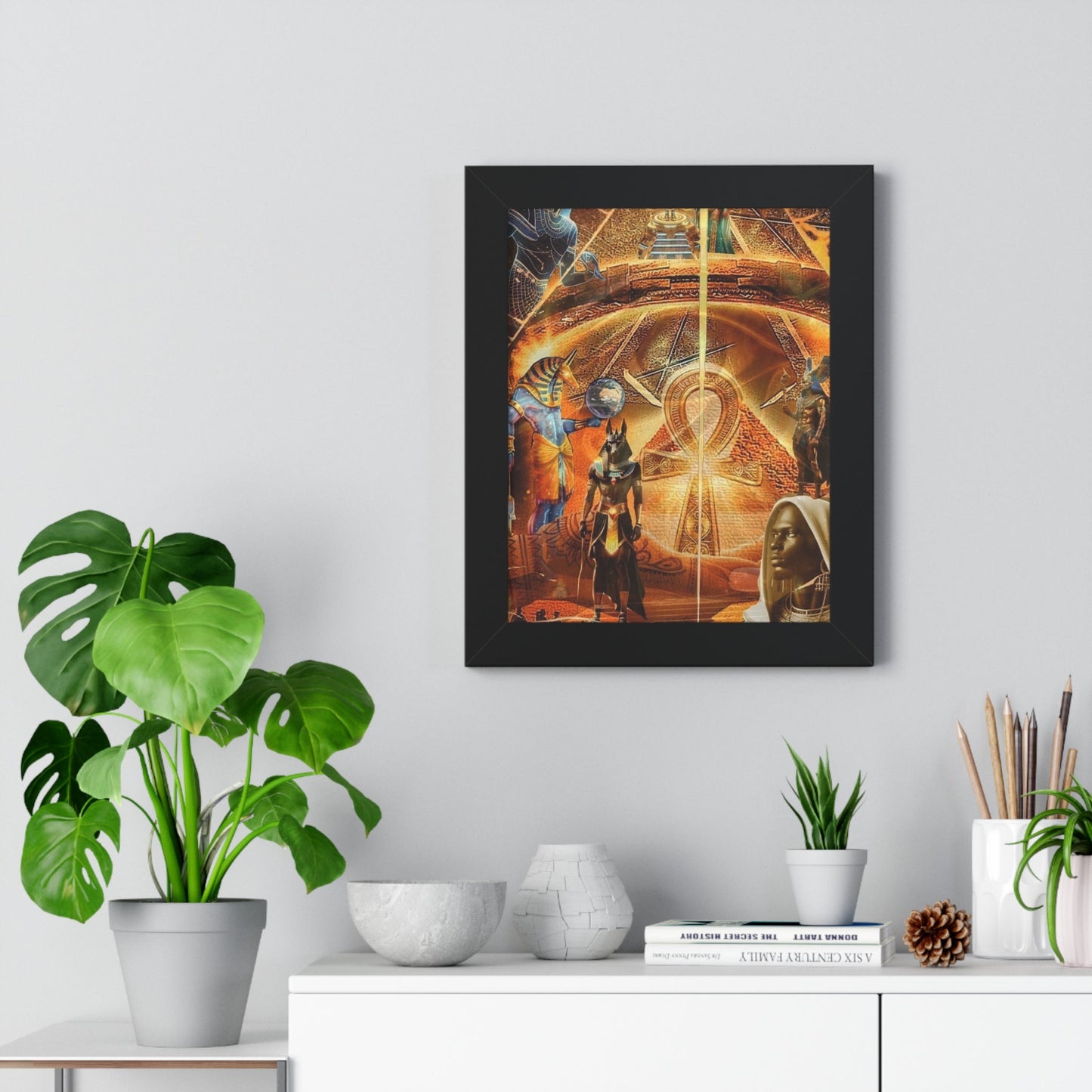 Ancient Egyptian Framed Vertical Poster, Wall Art, Home Decor, Unique Gift, Meditation Space Decoration, Egyptian Mythology Art