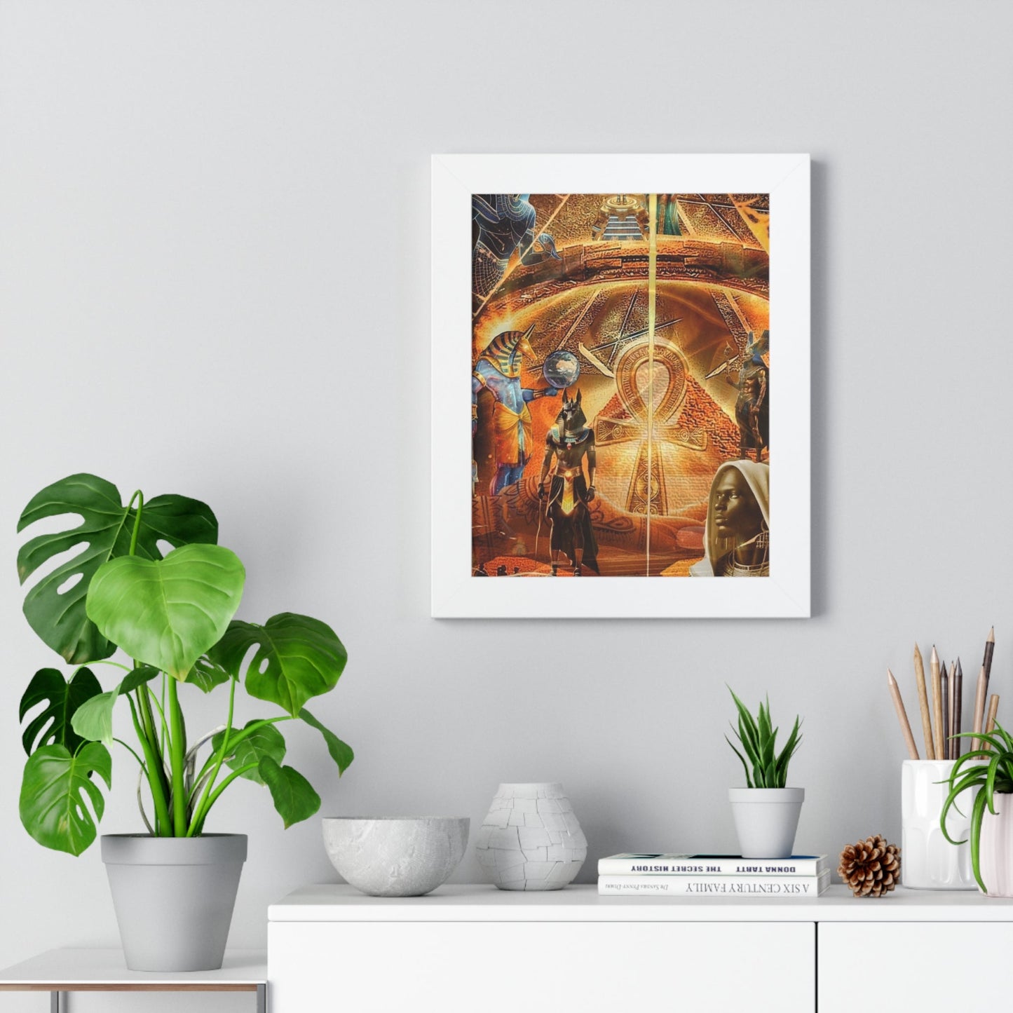 Ancient Egyptian Framed Vertical Poster, Wall Art, Home Decor, Unique Gift, Meditation Space Decoration, Egyptian Mythology Art
